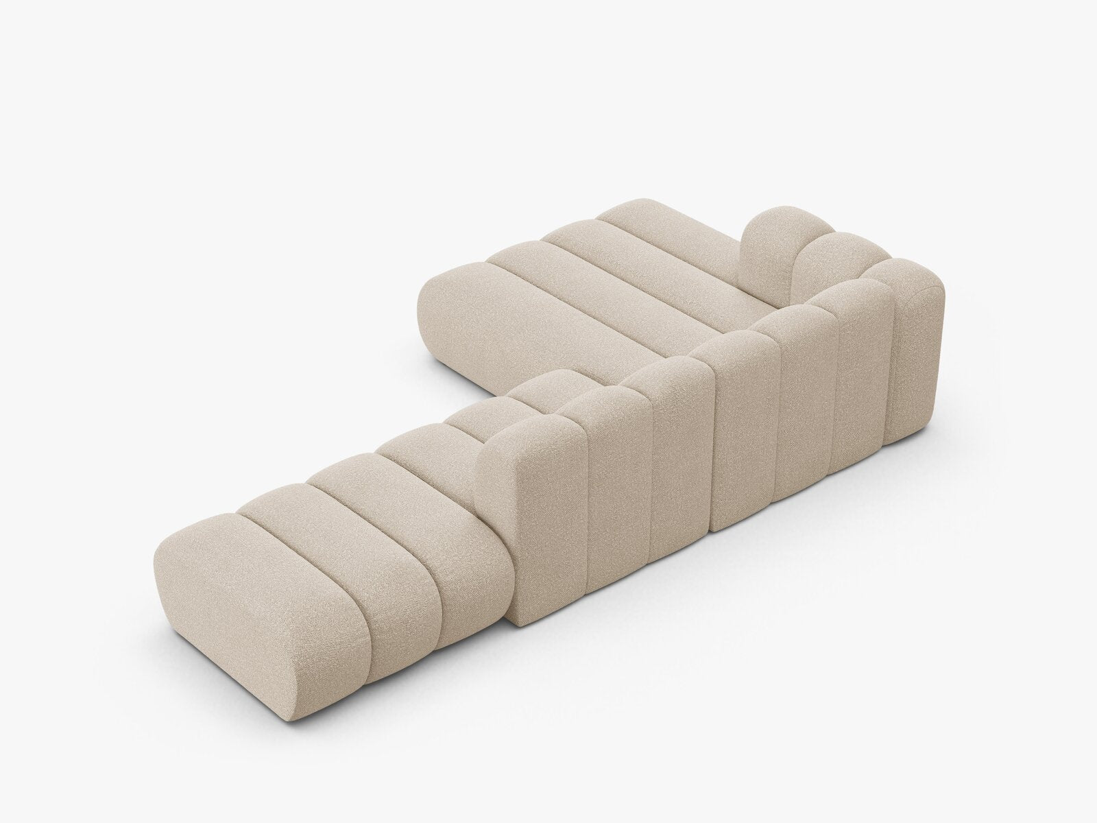 Micadoni Modulares Ecksofa offen Lupine 5-Sitzer Links Boucle Baloo Beige