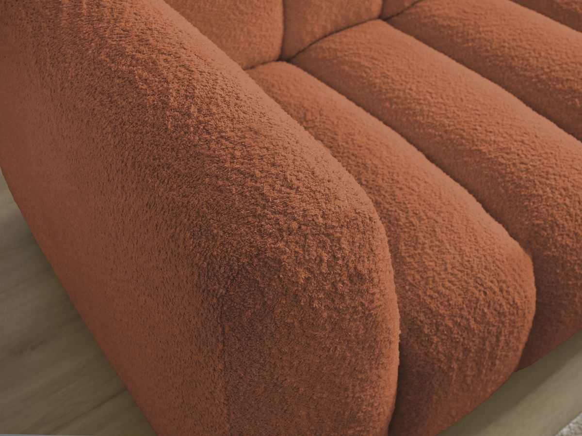 Bobochic Talia Ecksofa Bouclé-Stoff Orange Ecke rechts