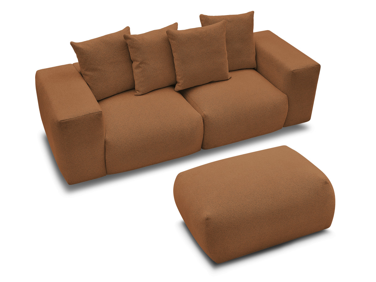 Bobochic Voltaire Sofa 4-Sitzer mit Pouf 248 × 100 cm Melange-Stoff Orange