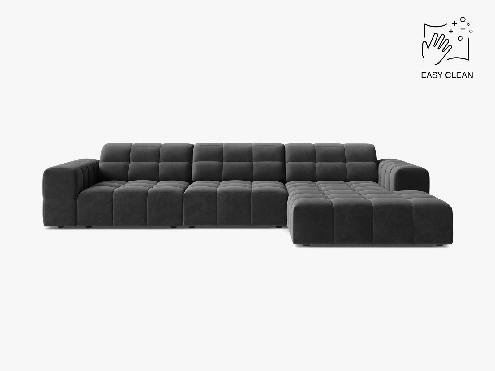 Micadoni Ecksofa Jennifer 4-Sitzer Samt Venus Grau Rechts