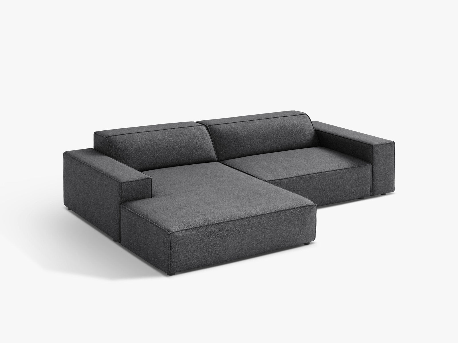 Micadoni Ecksofa Jodie 3-Sitzer Links Boucle Baloo Dunkelgrau