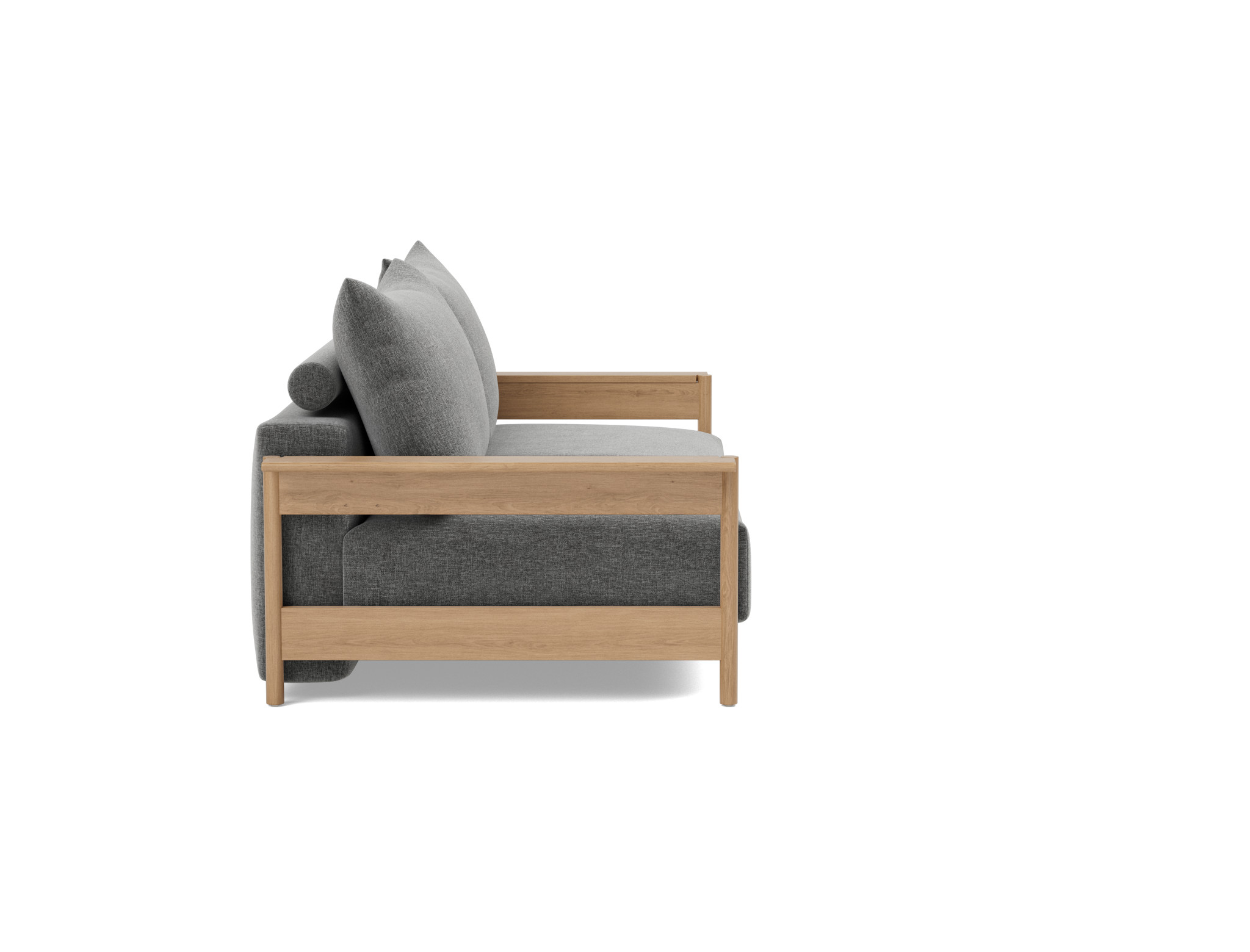 Schlafsofa Malloy Wood Strukturierter Stoff Twist 563-Charcoal