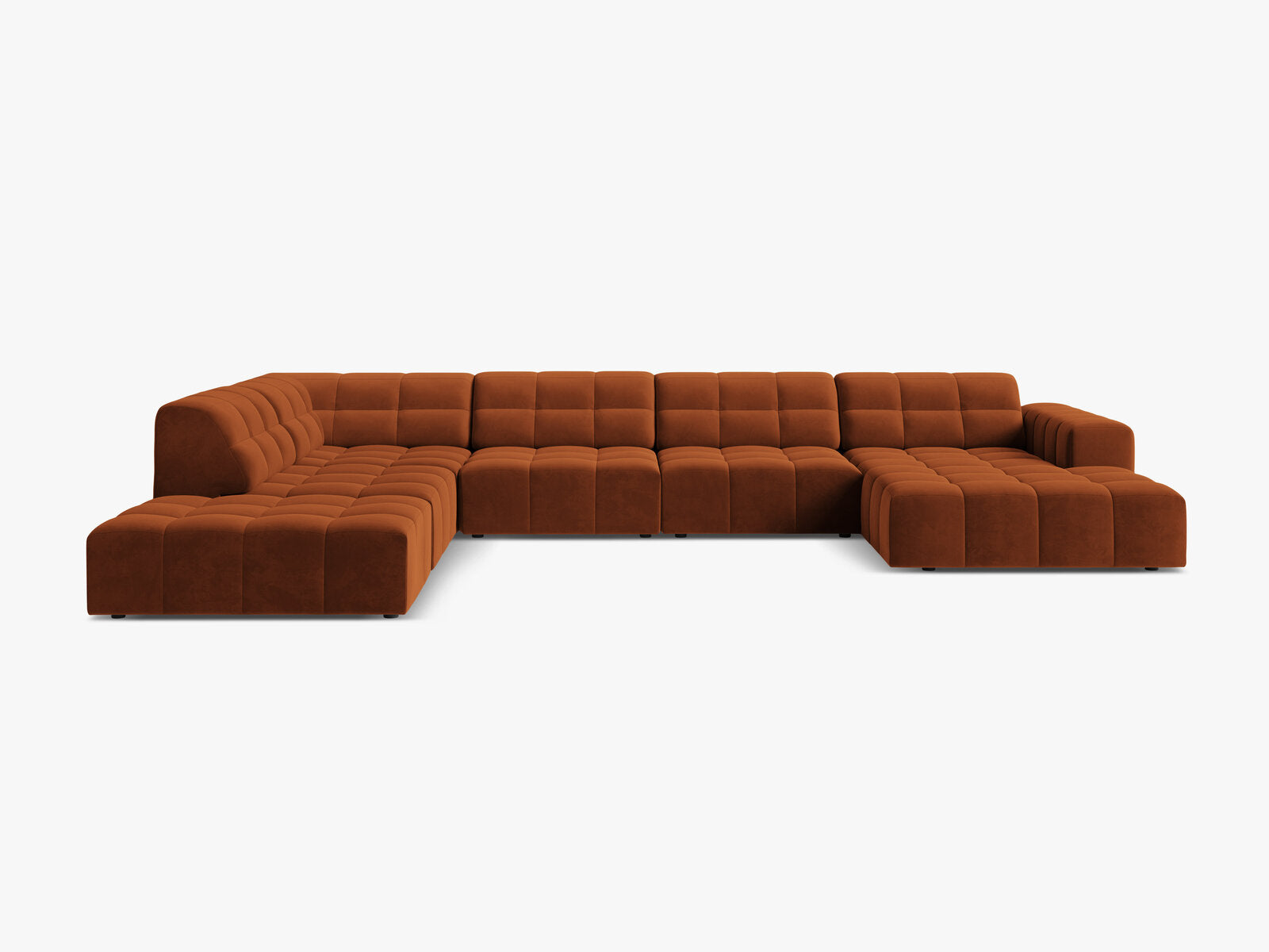 Micadoni Panorama Ecksofa Jennifer 7-Sitzer Links Samt Bluvel Terrakotta