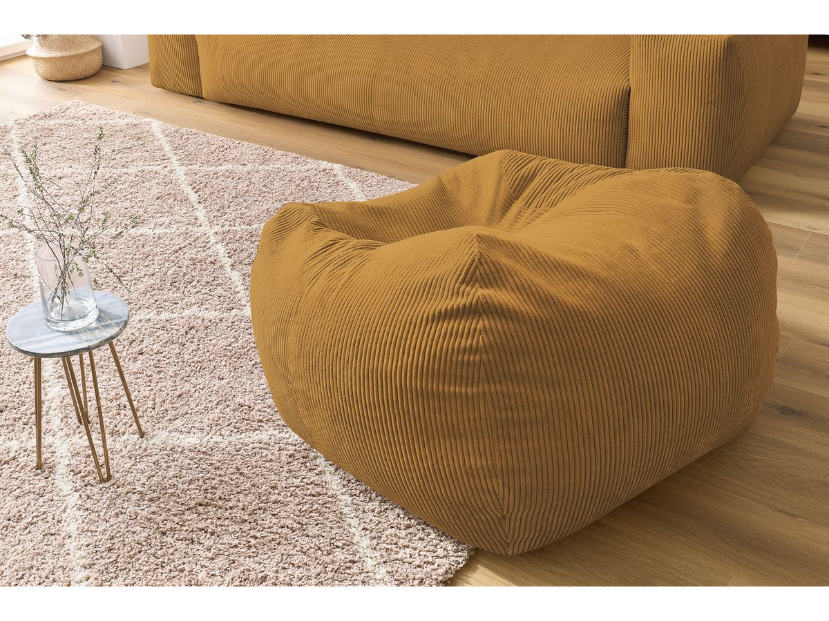 Bobochic Voltaire Sofa 4-Sitzer mit Pouf 280 × 124 cm Cordsamt Gelb