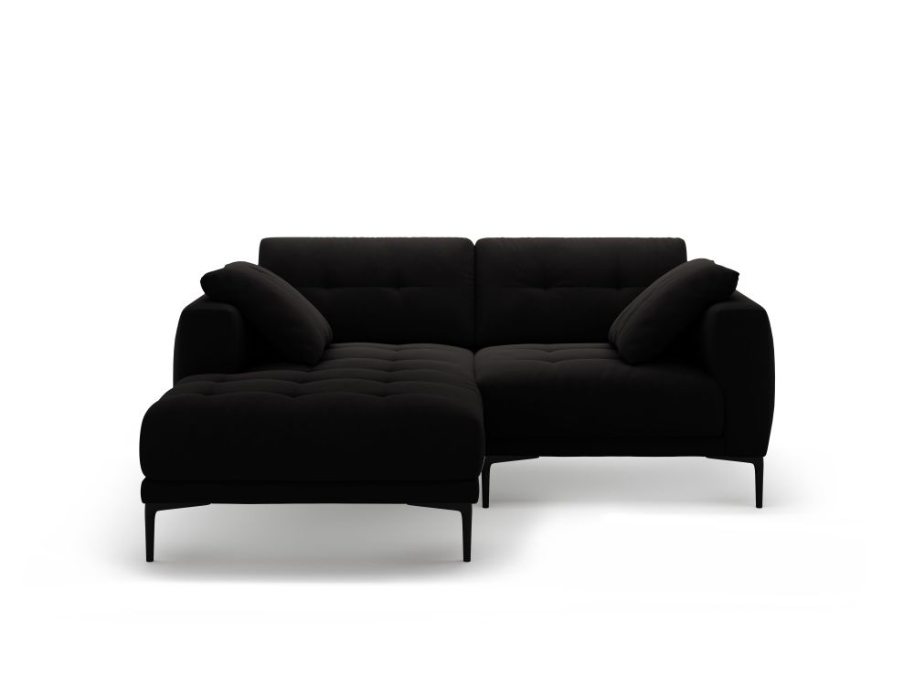 Cosmopolitan Design Ecksofa Lazio 2-Sitzer Samt Salvador Schwarz Links