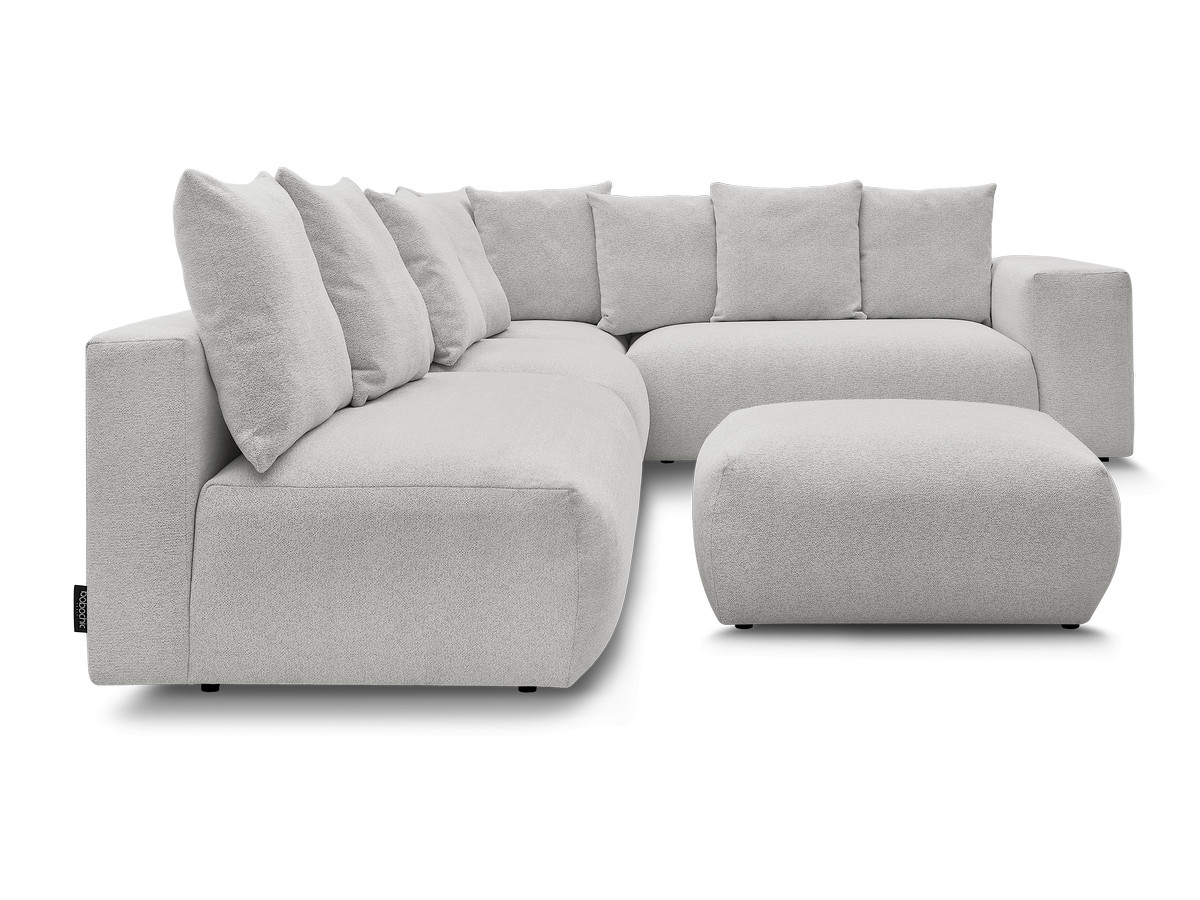 Bobochic Voltaire Ecksofa mit Pouf 322 × 268 cm Melange-Stoff Hellgrau Ecke rechts