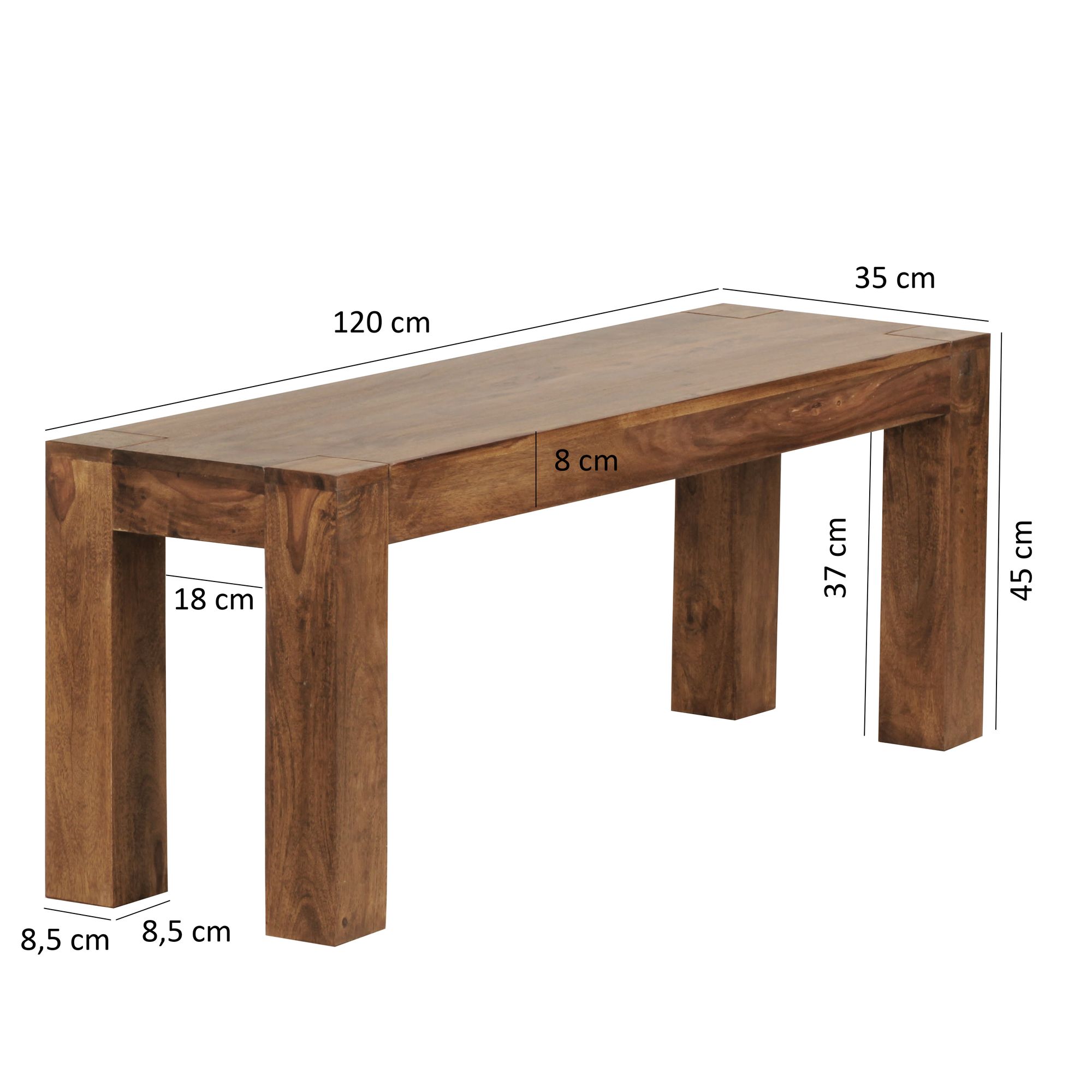 Essbank Aalvik Massivholz Sheesham Breite 120 cm