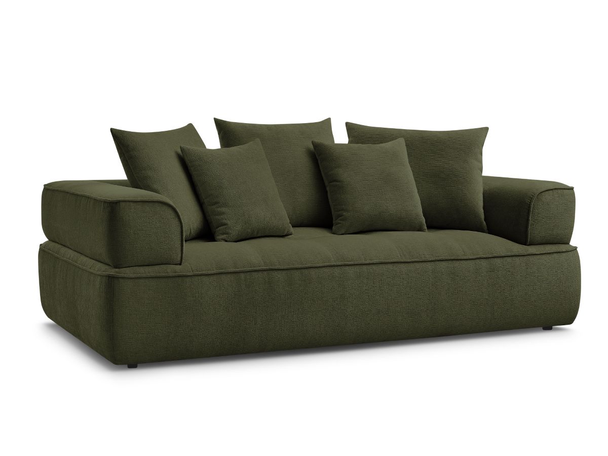 Bobochic Whesley Sofa 3-Sitzer Stoff Dunkelgrün