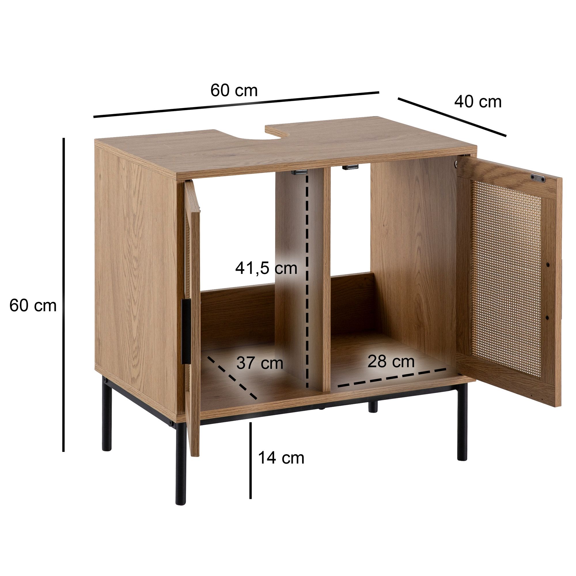 Waschbeckenschrank Enebakk Braun 60 × 40 × 60 cm