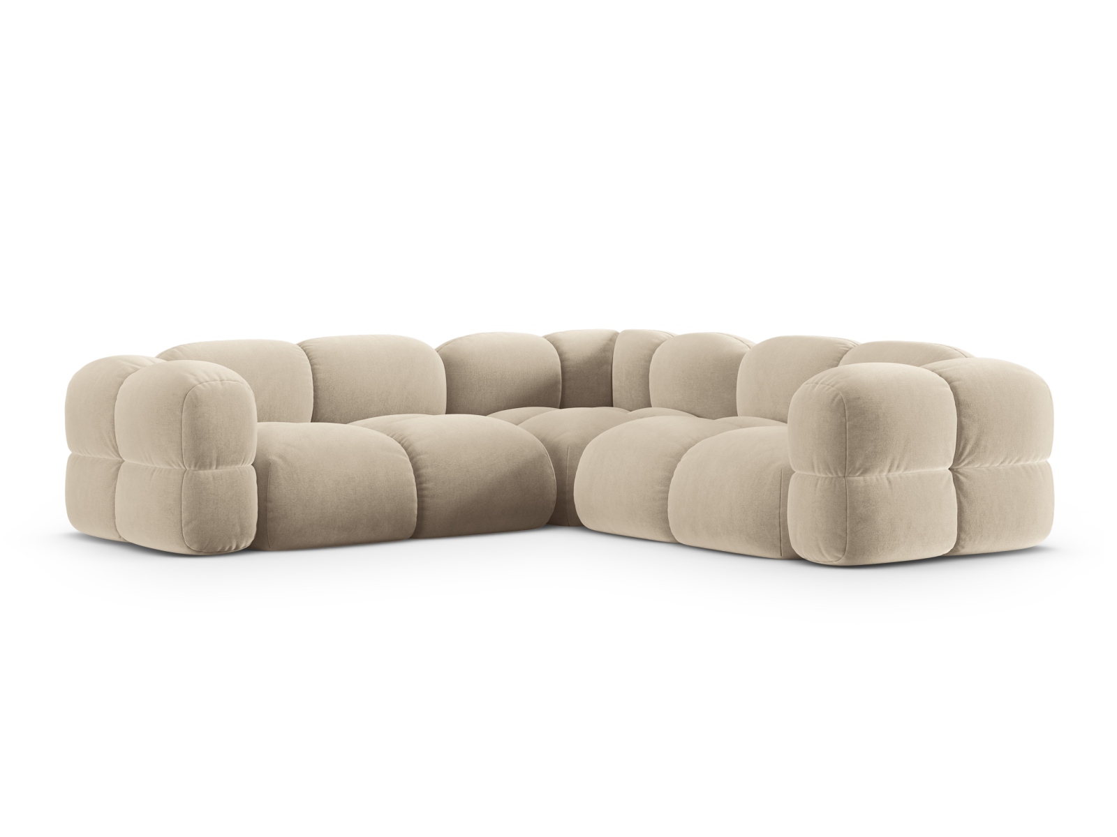 Cosmopolitan Design Symmetrisches Ecksofa Loretto 4-Sitzer Samt Vogue Helles Beige