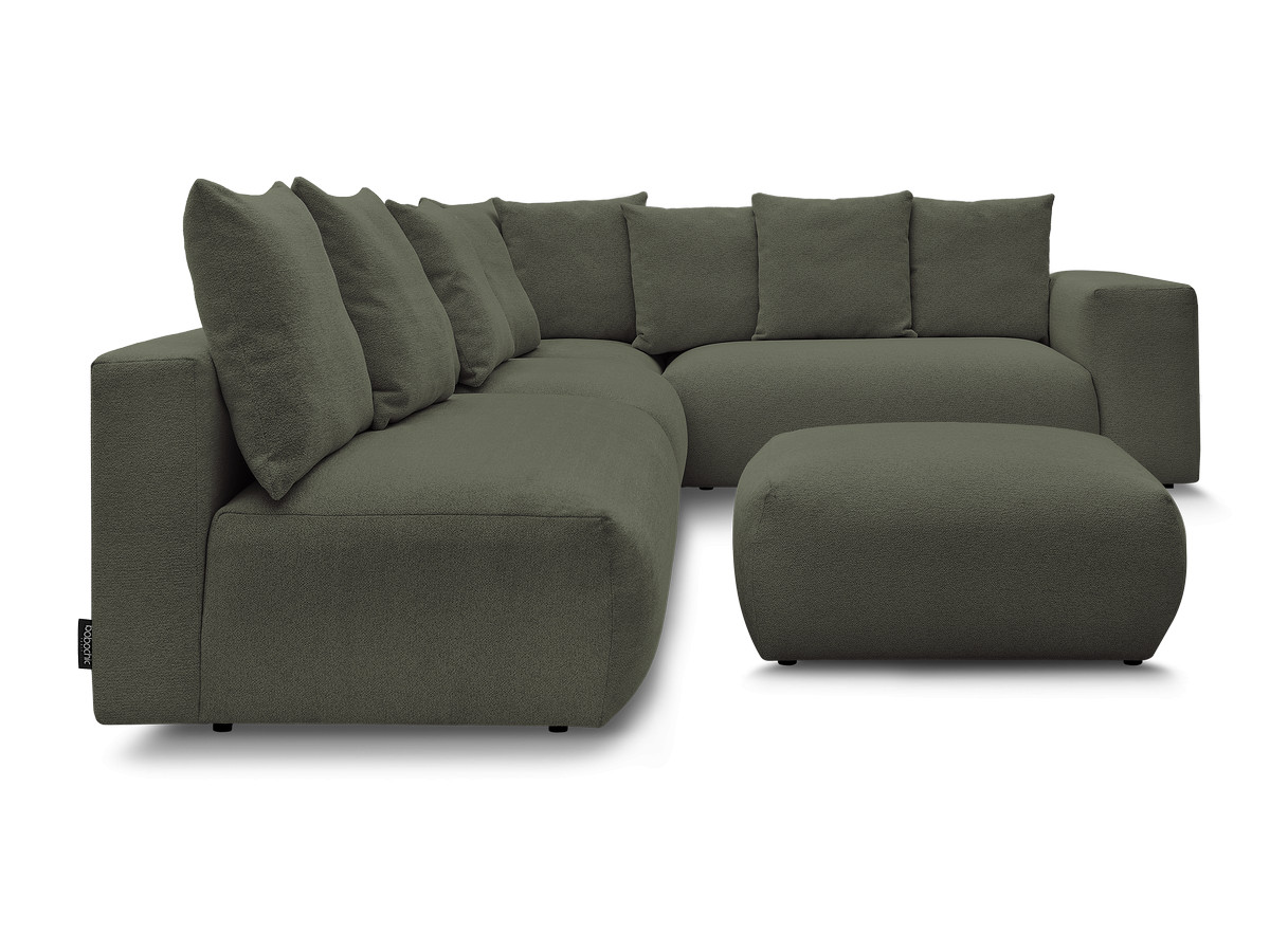 Bobochic Voltaire Ecksofa mit Pouf 322 × 268 cm Melange-Stoff Grün Ecke rechts