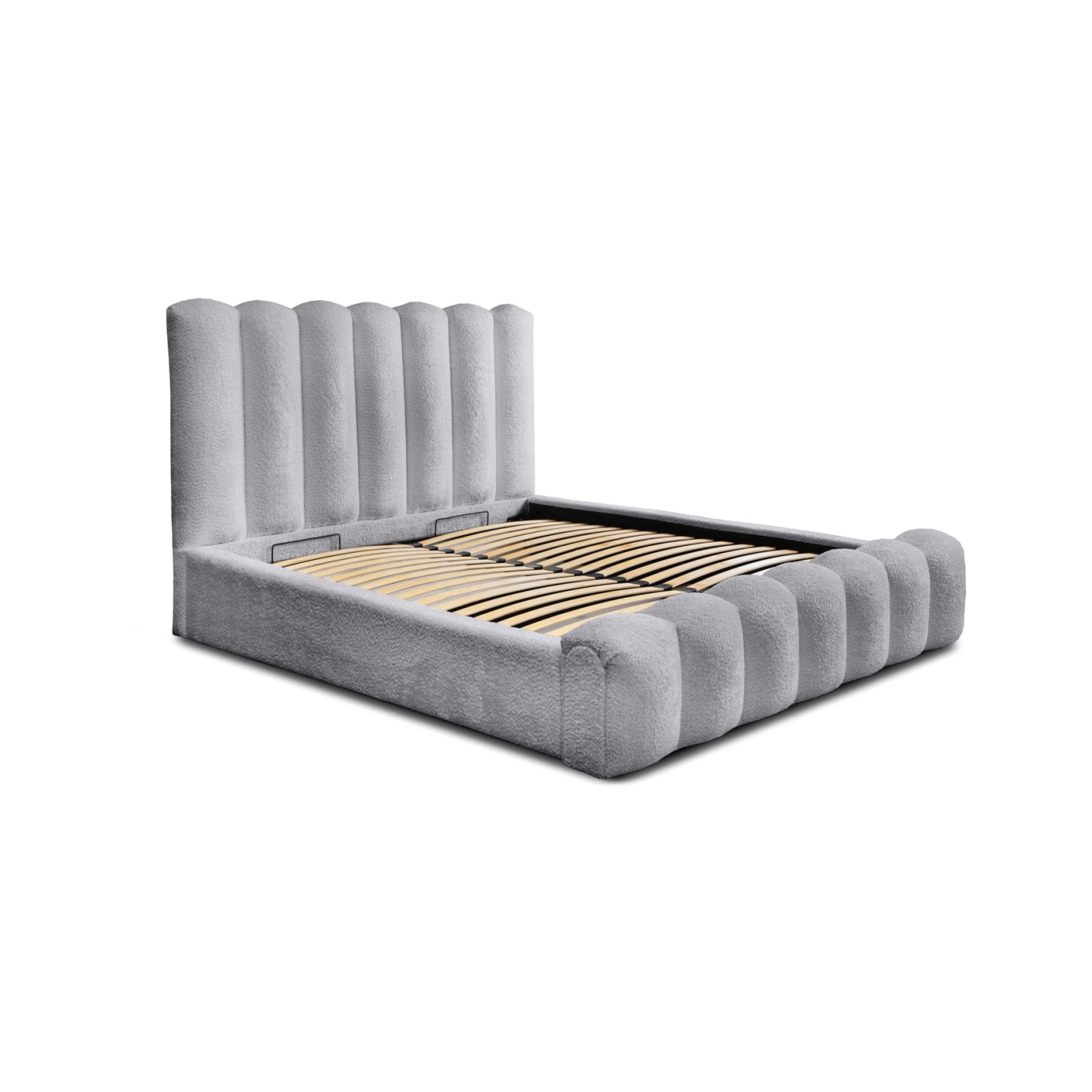 Polsterbett Laro Boucle 140x200 mit Holzrahmen Euphoria 17 Dove