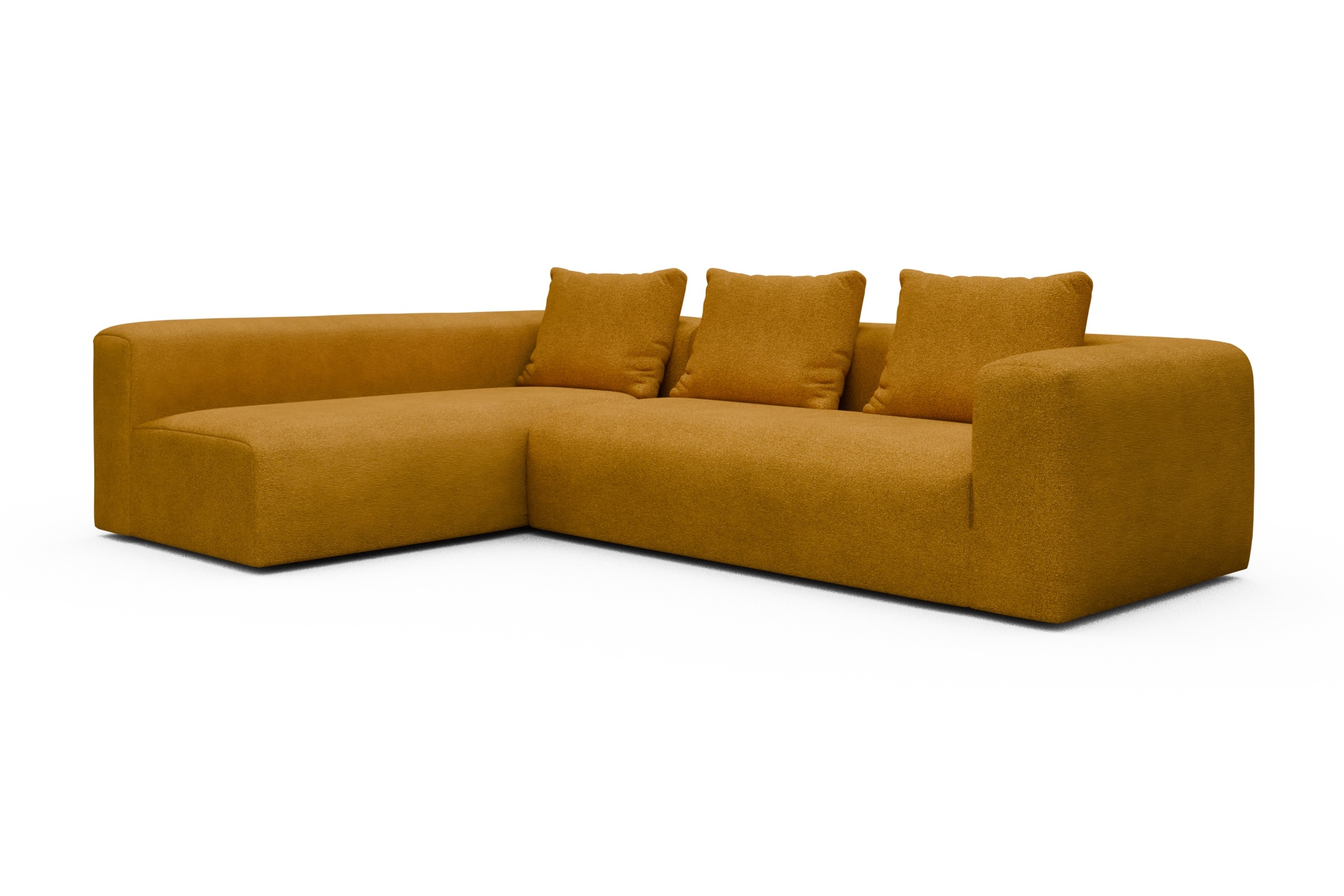 Ecksofa Fred 2x 2,5-Sitzer links offen Boucle-Ochre