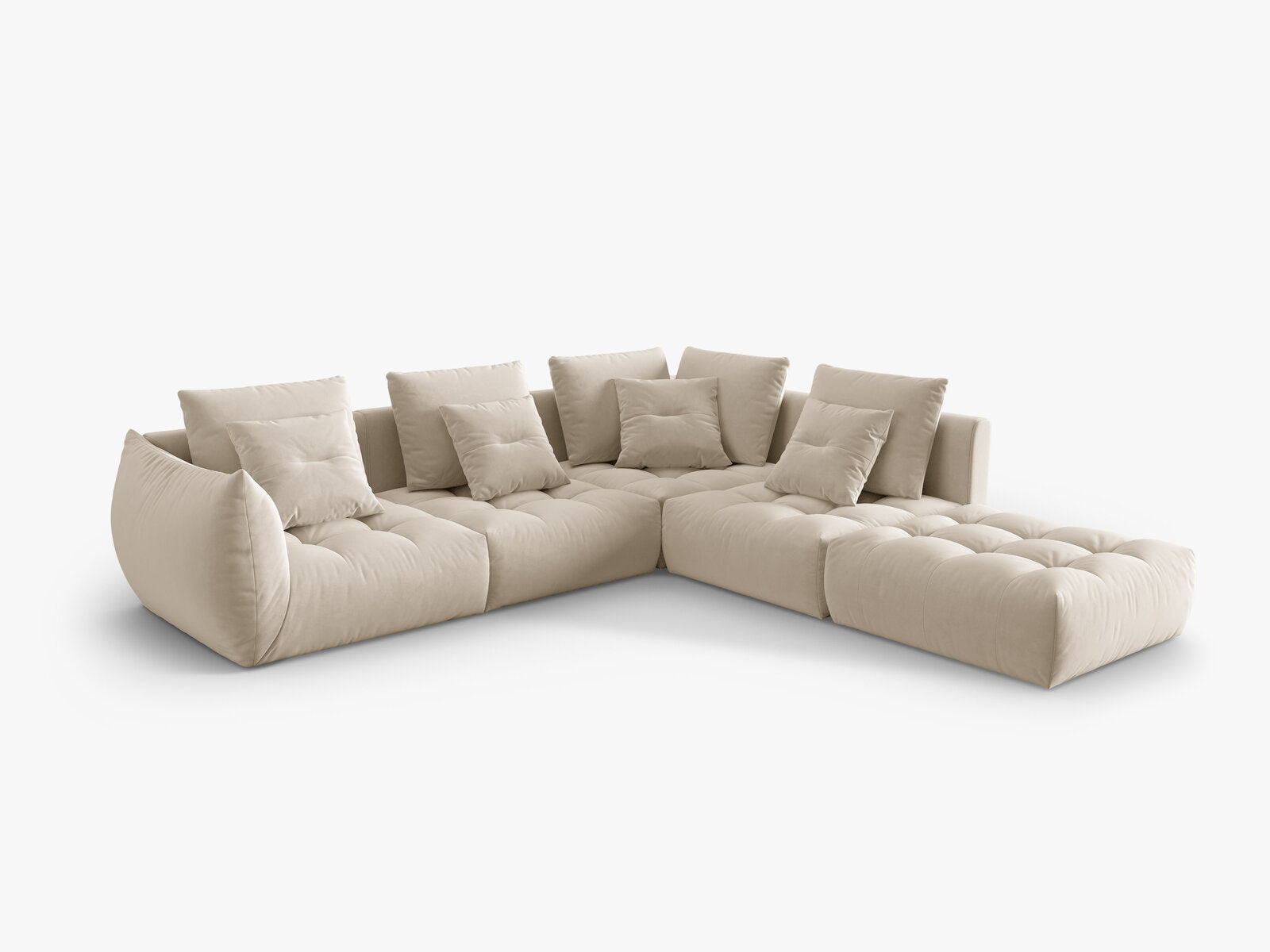 Micadoni Ecksofa Bloom 5-Sitzer Rechts Samt Ecru