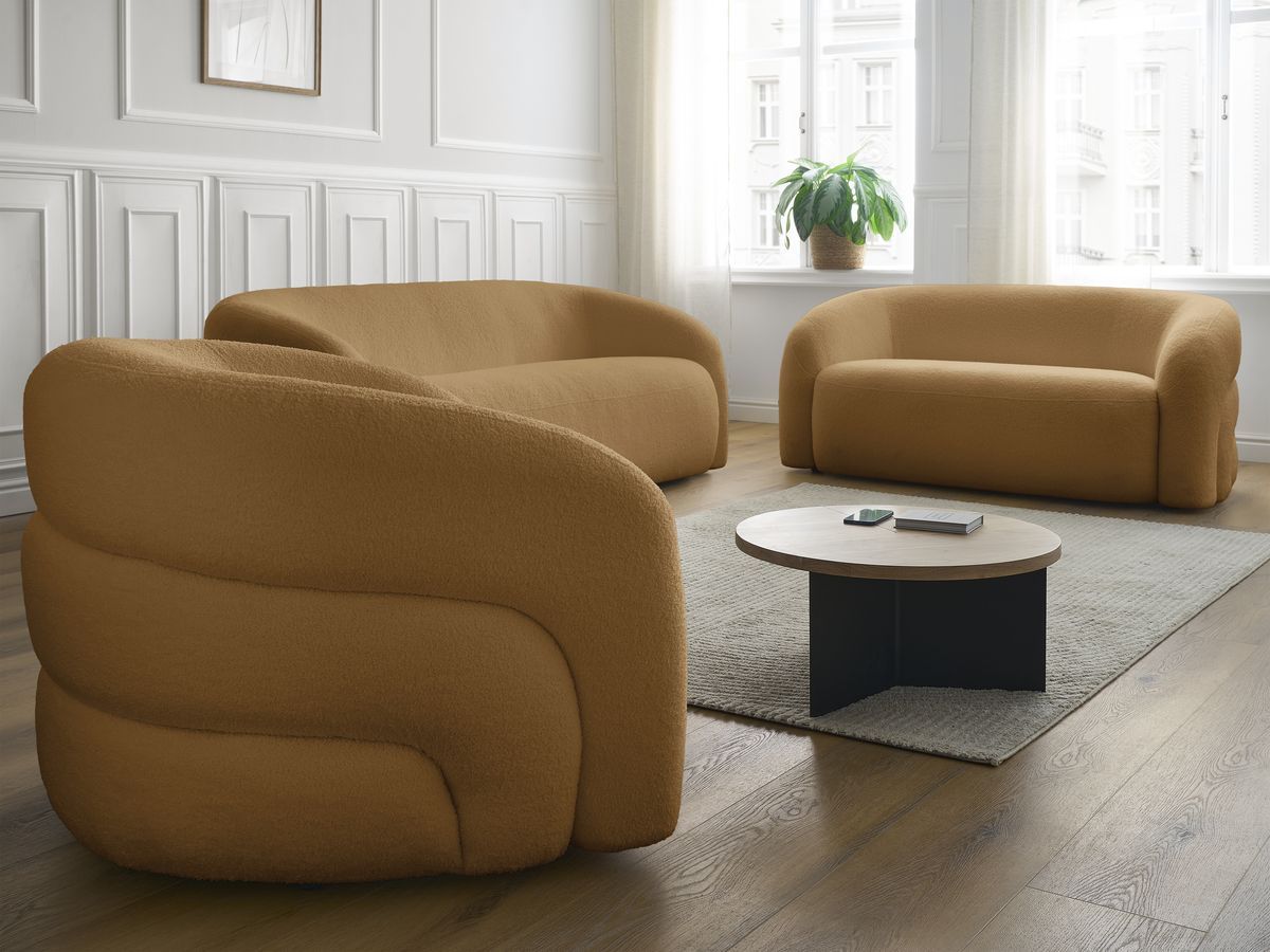 Bobochic Elina Sofa 6-Sitzer Bouclé-Stoff Gelb
