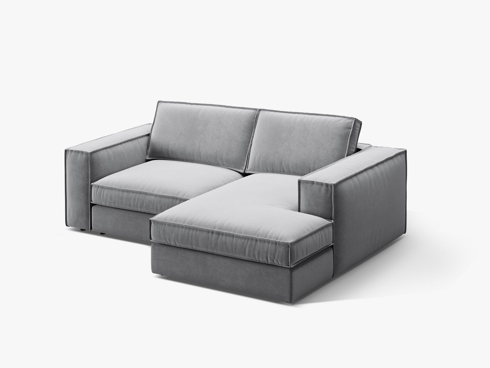 Micadoni modulares Ecksofa Pola 2-Sitzer kleine Version Rechts Samt Salvador Grau