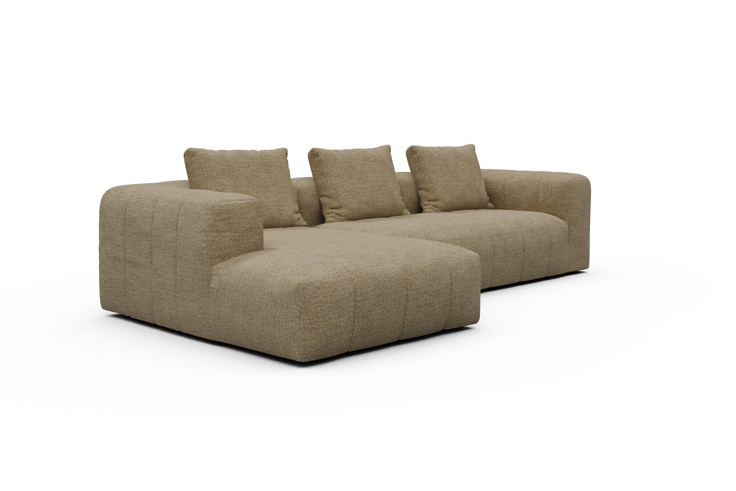 Ecksofa Hugo 2,5-Sitzer Armlehne rechts mit Chaiselongue Carreno-Silician-Yellow
