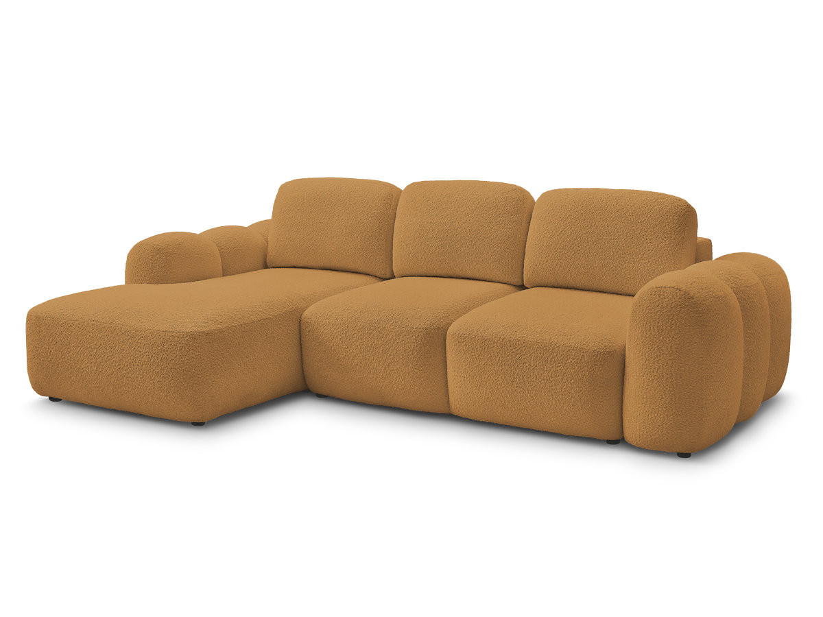 Bobochic Montaigne Ecksofa mit Schlaffunktion und Bettkasten 276 × 164 cm Bouclé-Stoff Gelb Ecke links