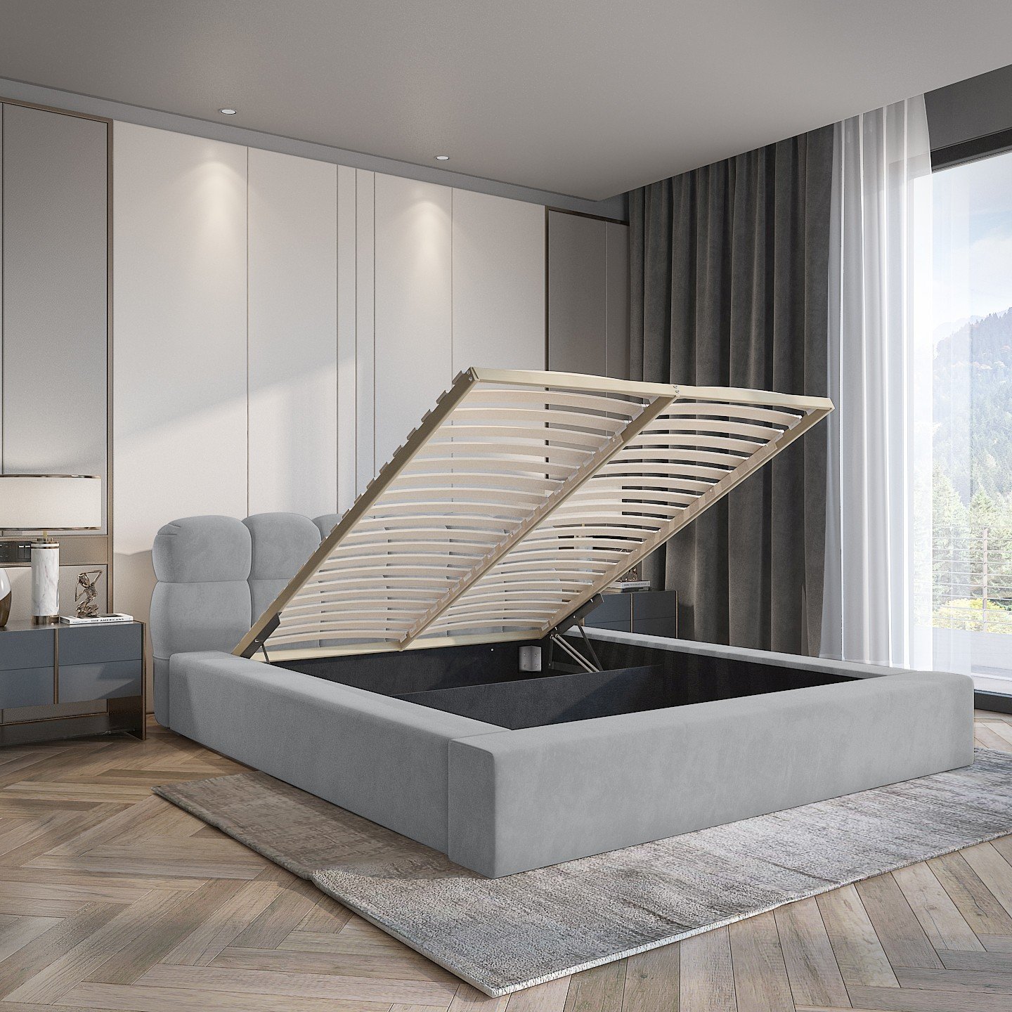 Polsterbett Vento-New Chenille 160x200 mit Holzrahmen Ditra-New 16
