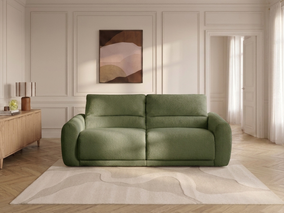 Bobochic Minorque Schlafsofa 2,5-Sitzer Chenille Grün, Liegefläche 140 × 200 cm