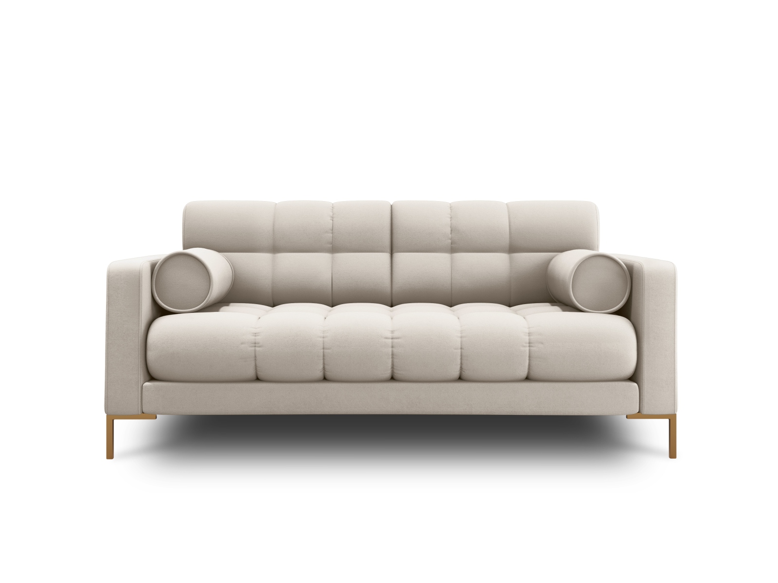 Cosmopolitan Design Sofa Bali 2-Sitzer Strukturierter Stoff Neve Beige Beine Gold