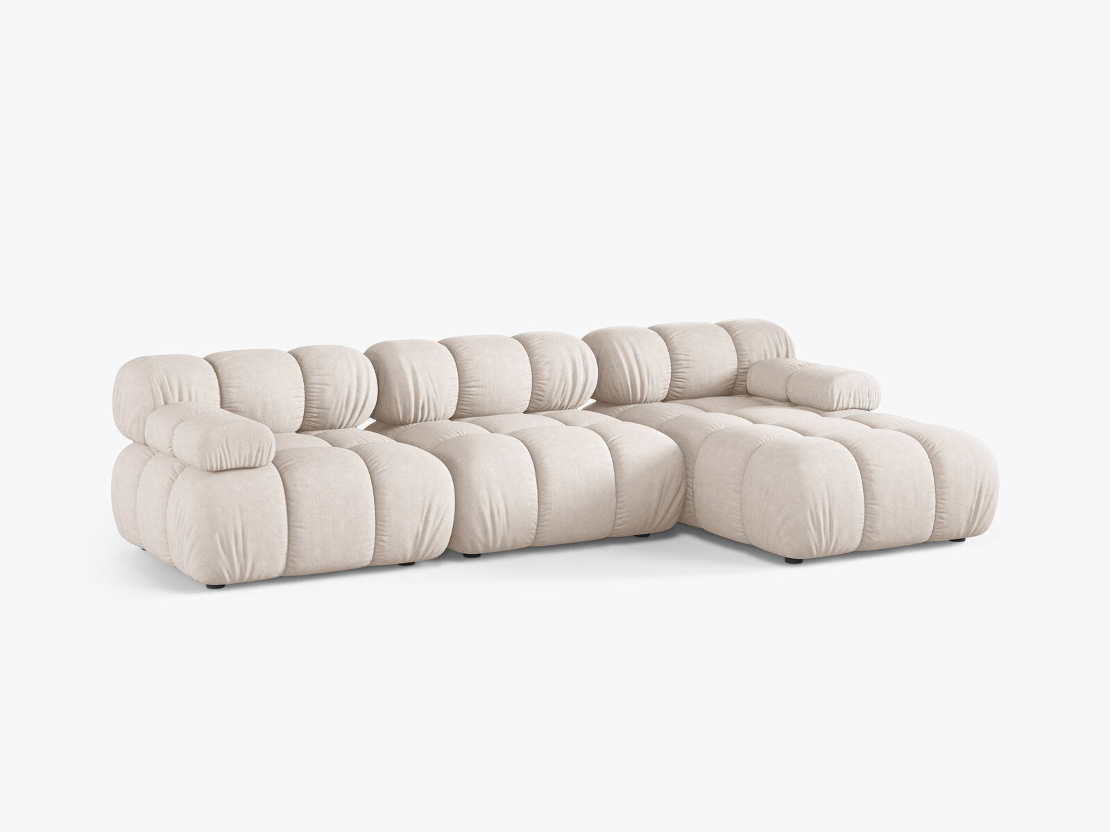 Micadoni Modulares Ecksofa Bellis 4-Sitzer Rechts Strukturierter Stoff Liberty Beige