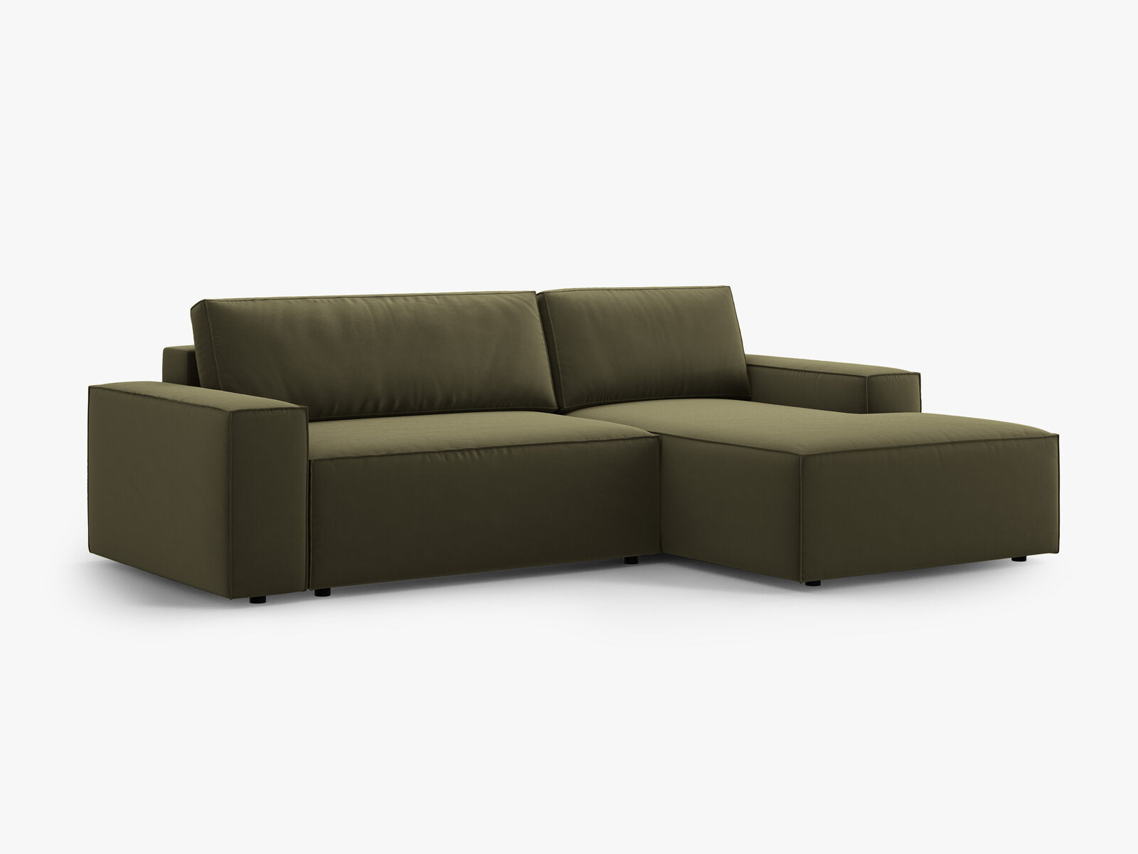 Micadoni Schlaf-Ecksofa Jodie 3-Sitzer Rechts Samt Grün