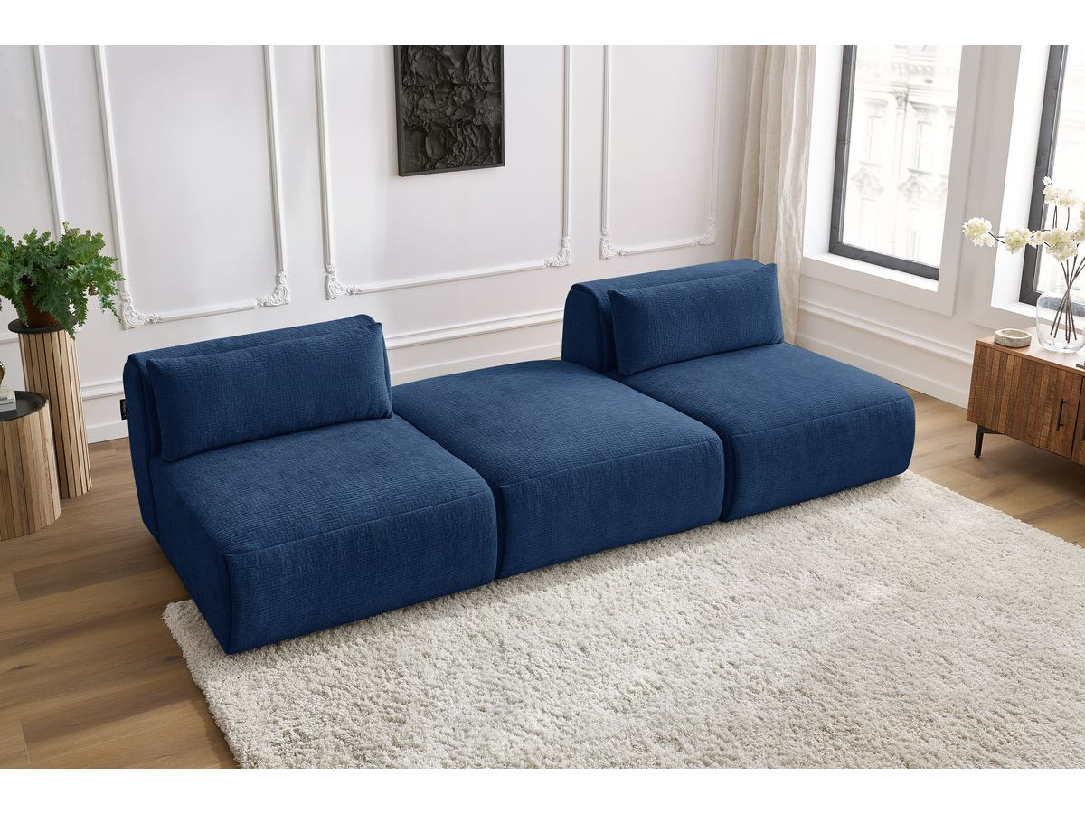 Bobochic Jeanne Sofa 3-Sitzer Strukturstoff Dunkelblau