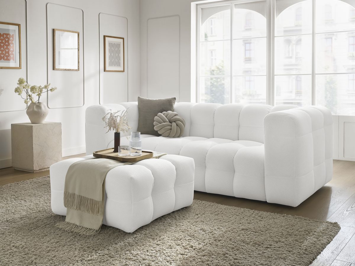 Bobochic Cloud Sofa 4-Sitzer mit Pouf Mesh-Stoff Weiß