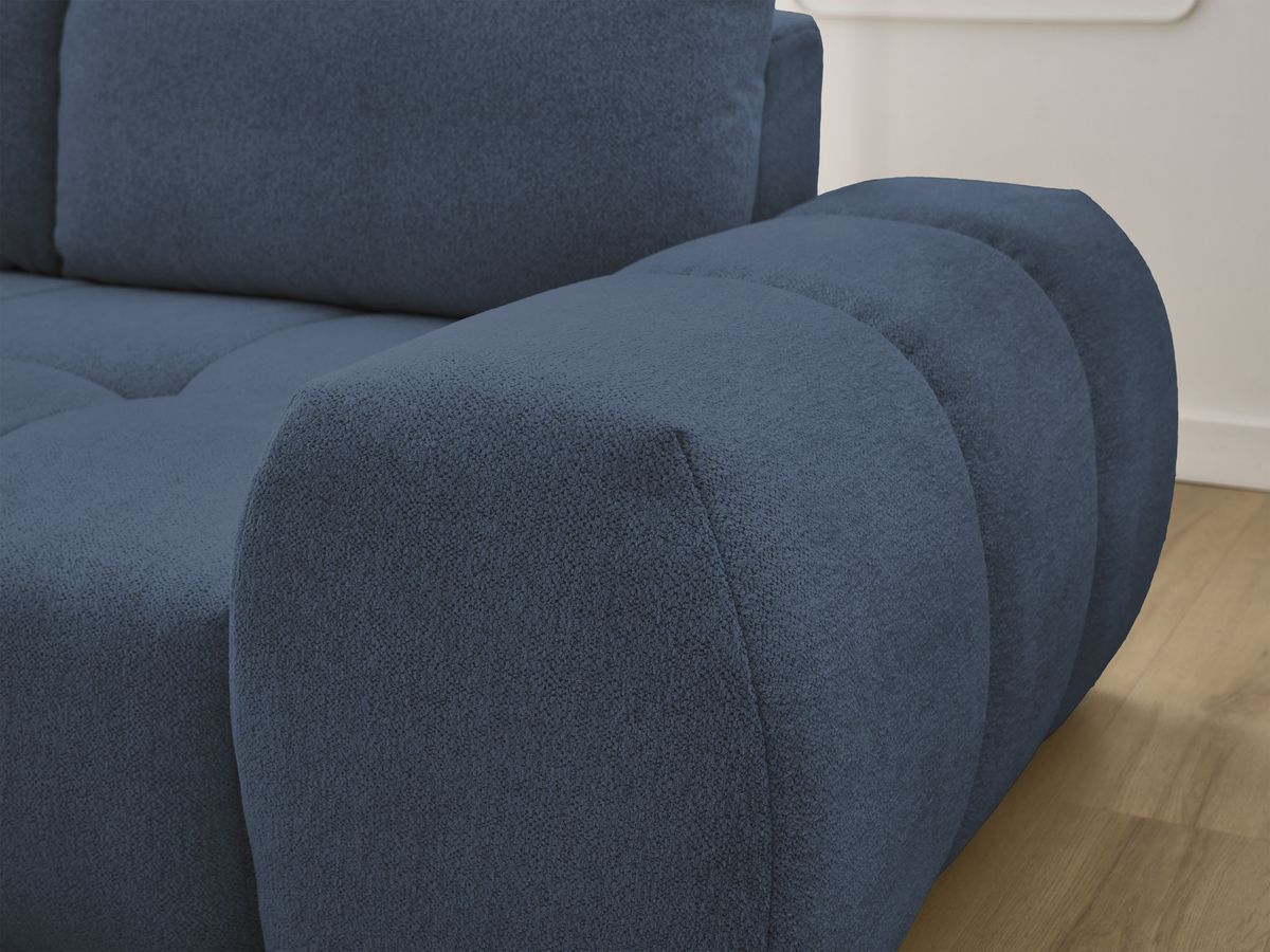 Bobochic Everest Ecksofa mit Schlaffunktion und Bettkasten 318 × 180 cm, 3 Kissen Melange-Stoff Dunkelblau Ecke links