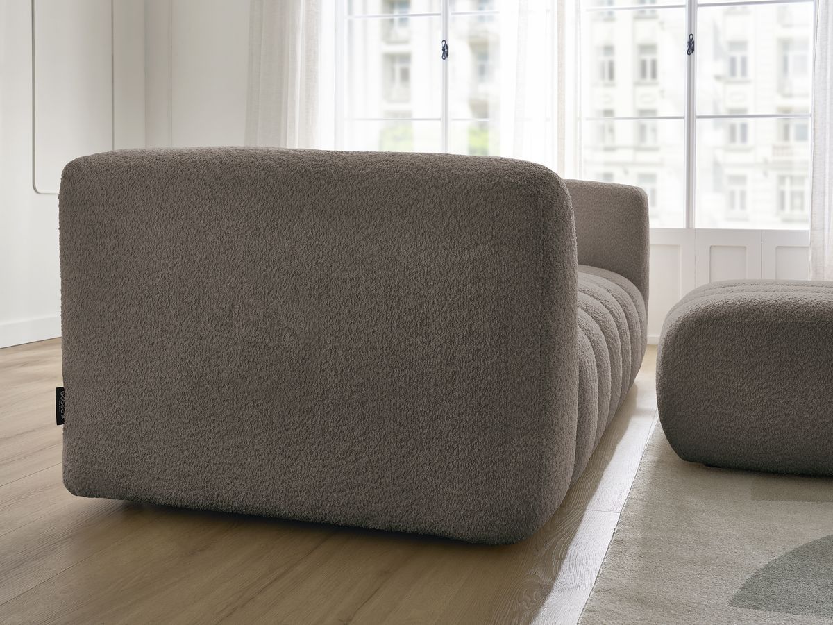 Bobochic Talia Sofa 3-Sitzer mit Pouf Bouclé-Stoff Braun
