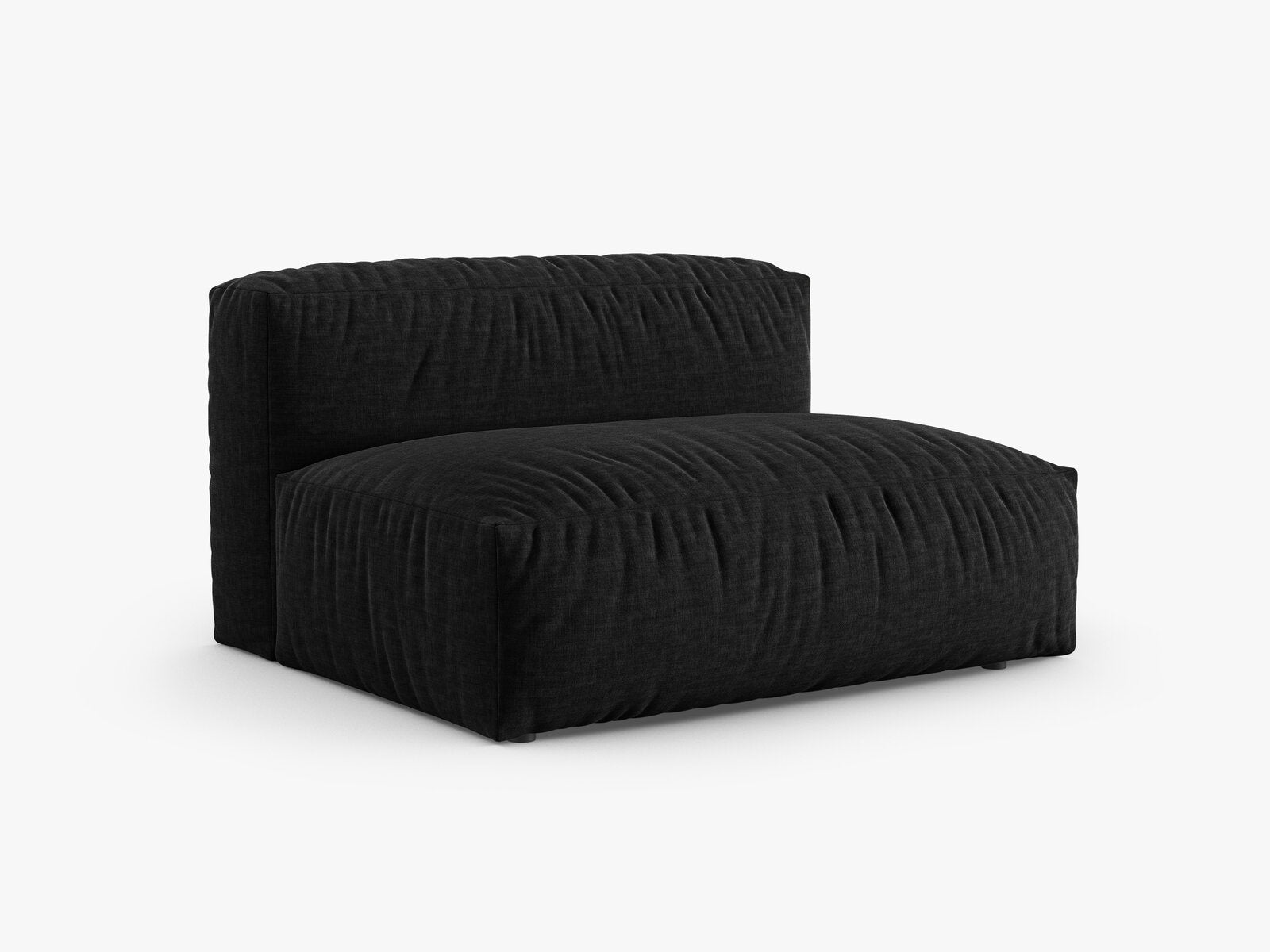 Micadoni Eckmodul mit Armlehne Martina 1-Sitzer Groß 90cm Sitztiefe Rechts Strukturierter Stoff Boston Schwarz