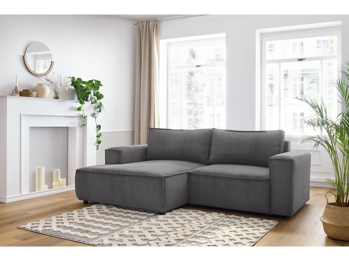 Bobochic Nihad Ecksofa Cordsamt Dunkelgrau Ecke links