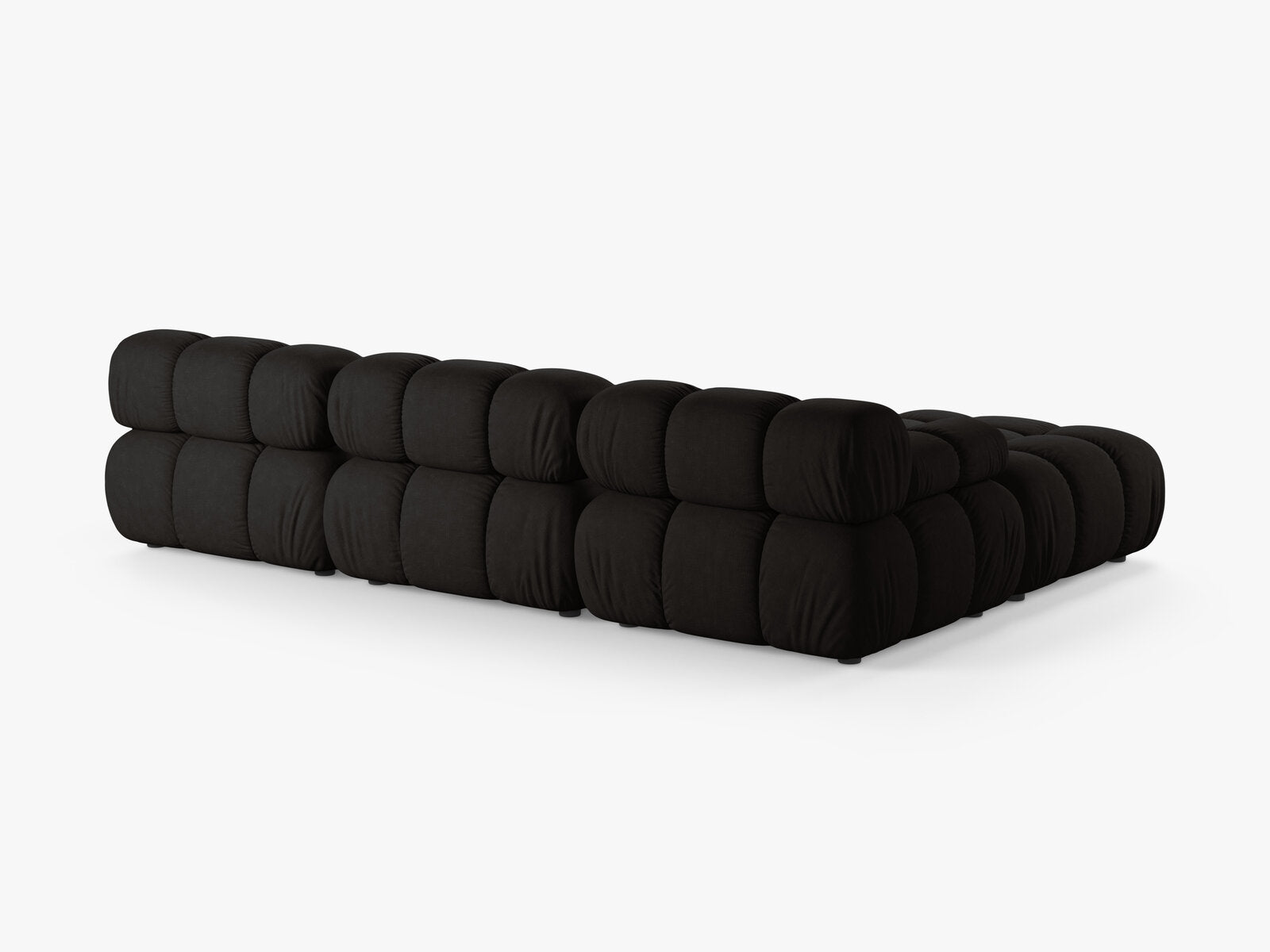 Micadoni Modulares Sofa Bellis 4-Sitzer mit flachem Modul Strukturierter Stoff Liberty Schwarz
