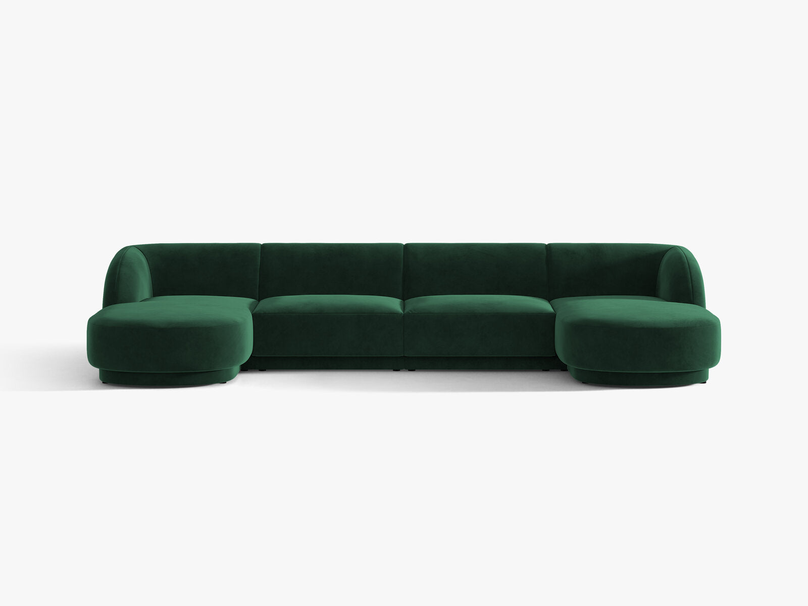 Micadoni Panorama-Sofa Miley 5-Sitzer Samt Bluvel Flaschengrün