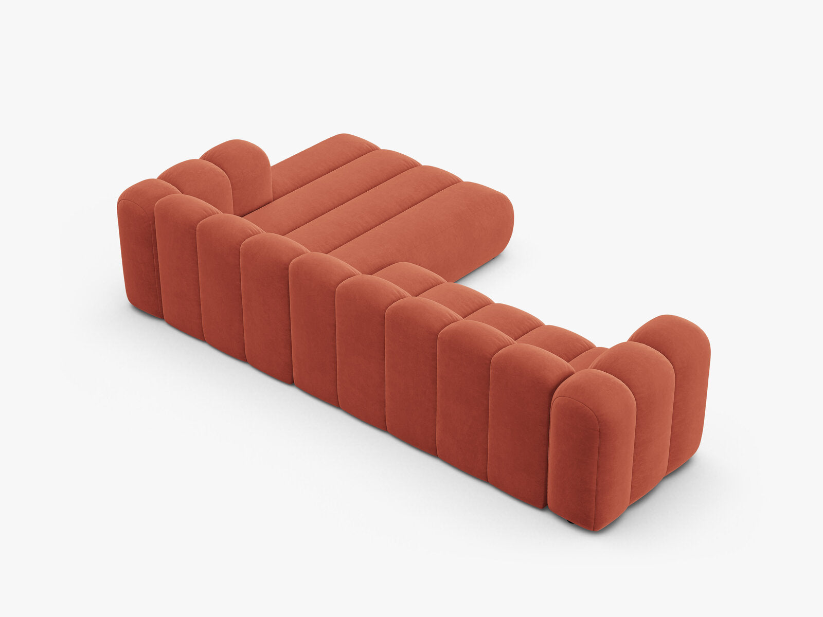 Micadoni Modulares Ecksofa Lupine 4-Sitzer Samt Venus Koralle Rechts