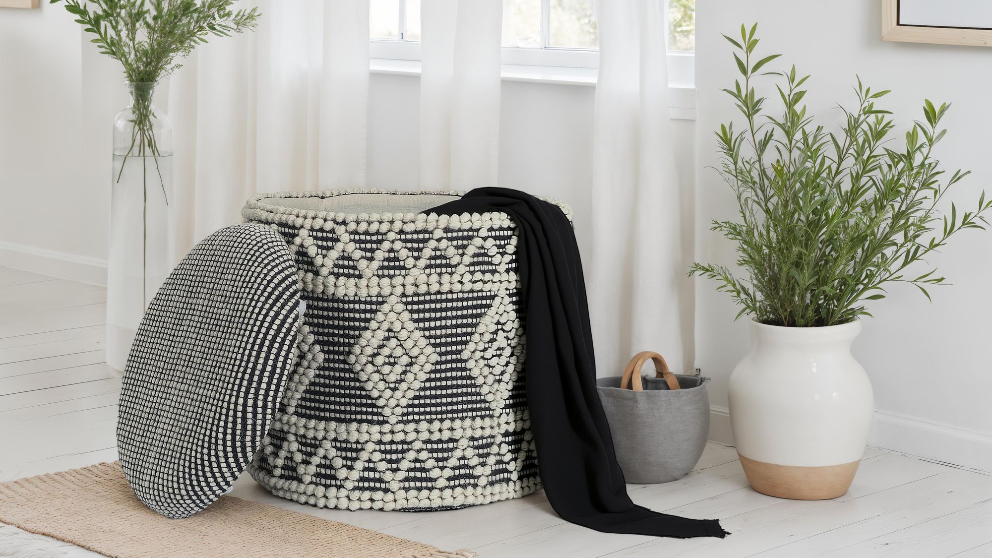 Sitzhocker Oppegard Stoff Grau Ø 40 cm