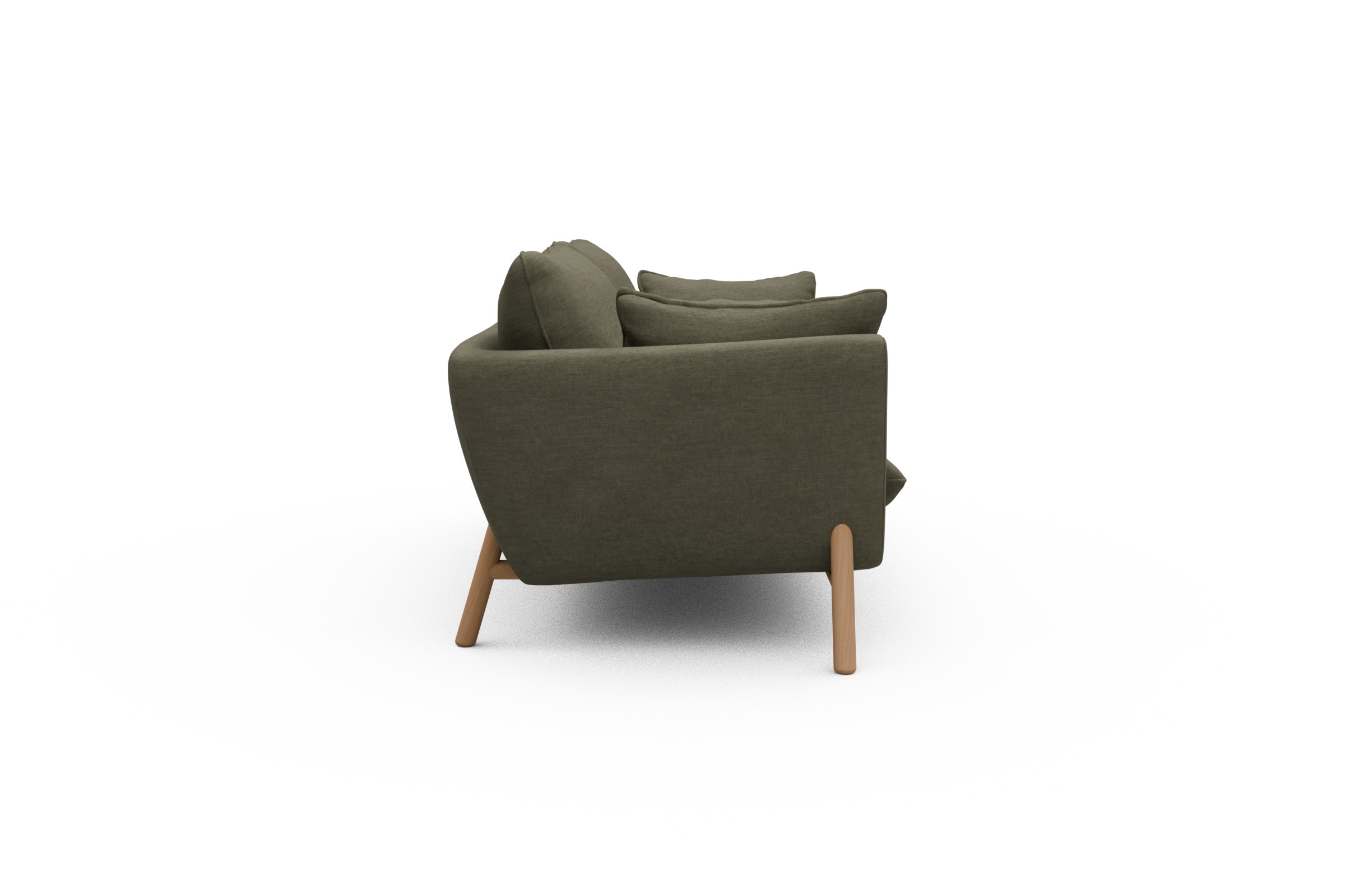 Sofa Emil 2-Sitzer Beinfarbe Eiche Natur Vivus-Dusty-Olive
