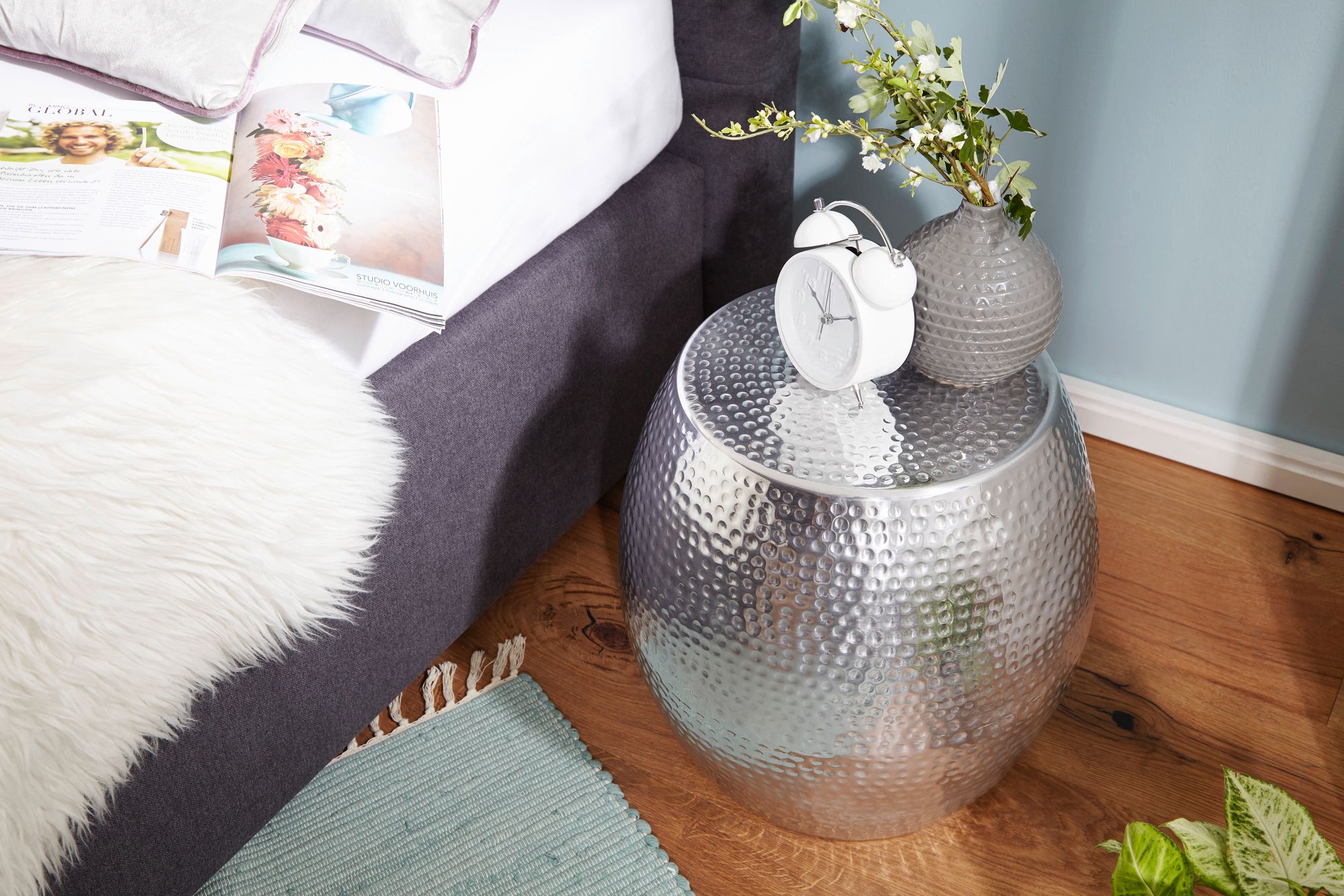 Beistelltisch Farsund Aluminium Silber Ø 42 cm