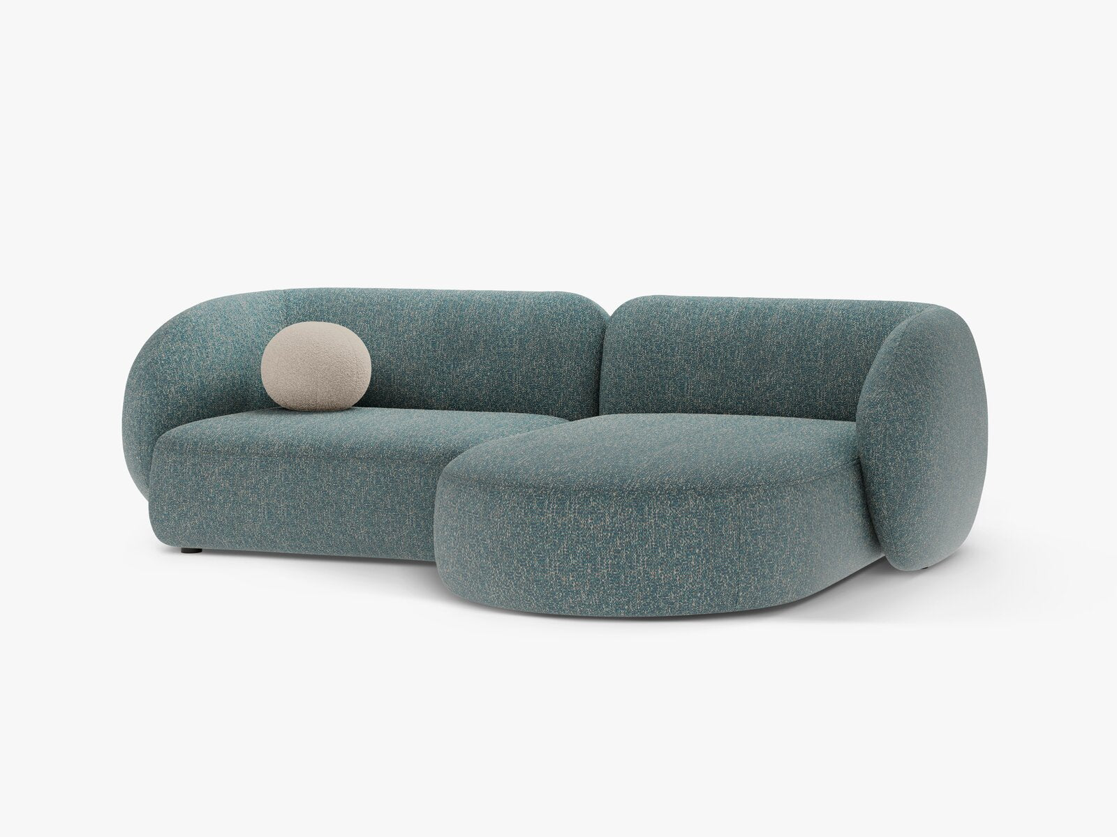 Micadoni Ecksofa Kate 2-Sitzer Rechts Strukturierter Stoff Blau Melange