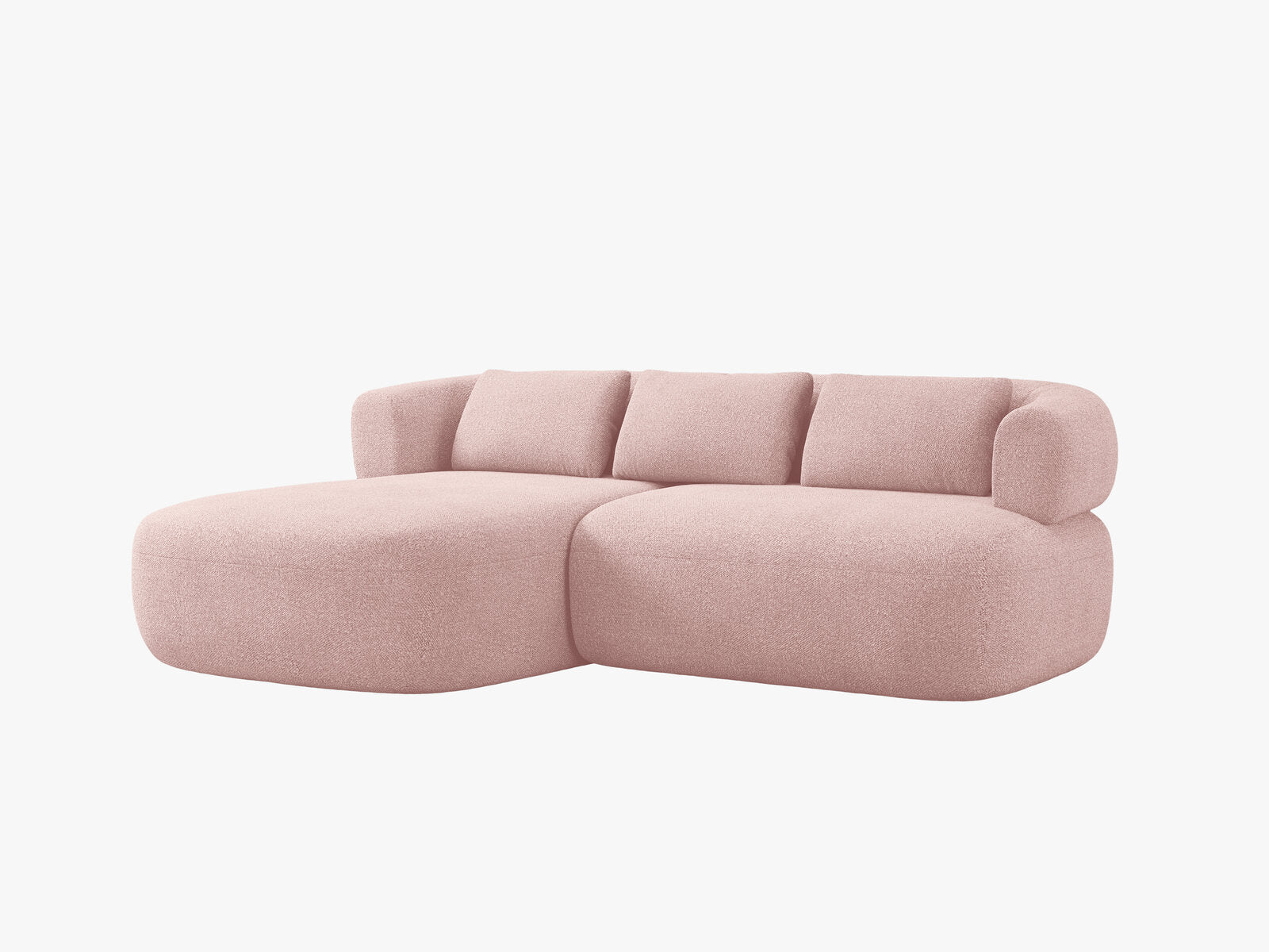 Micadoni 5-Sitzer Ecksofa Jenny Kleine Version Links Boucle Now or Never Puderrosa