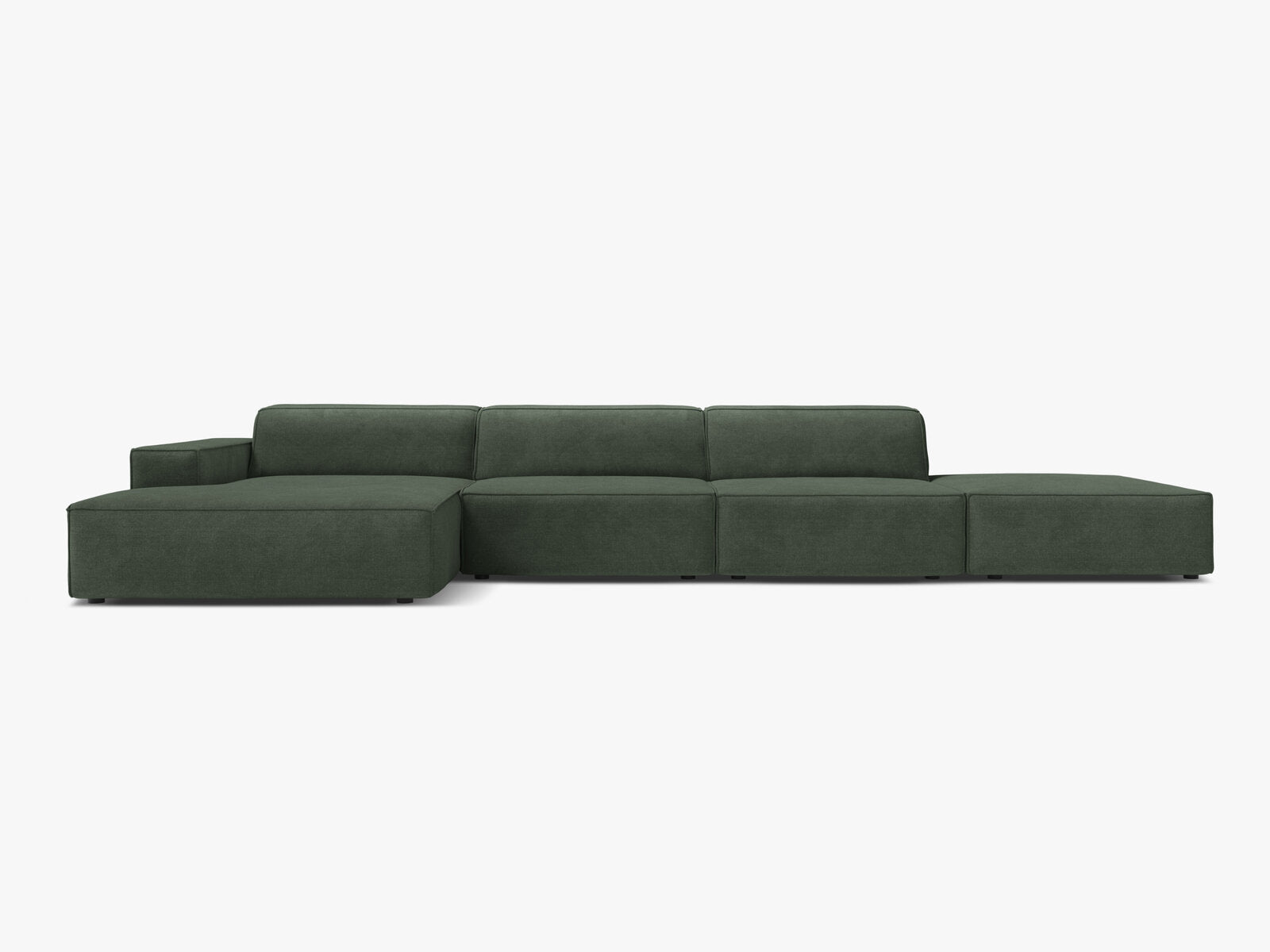 Micadoni Ecksofa Jodie 5-Sitzer Strukturierter Stoff Liberty Moosgrün Links