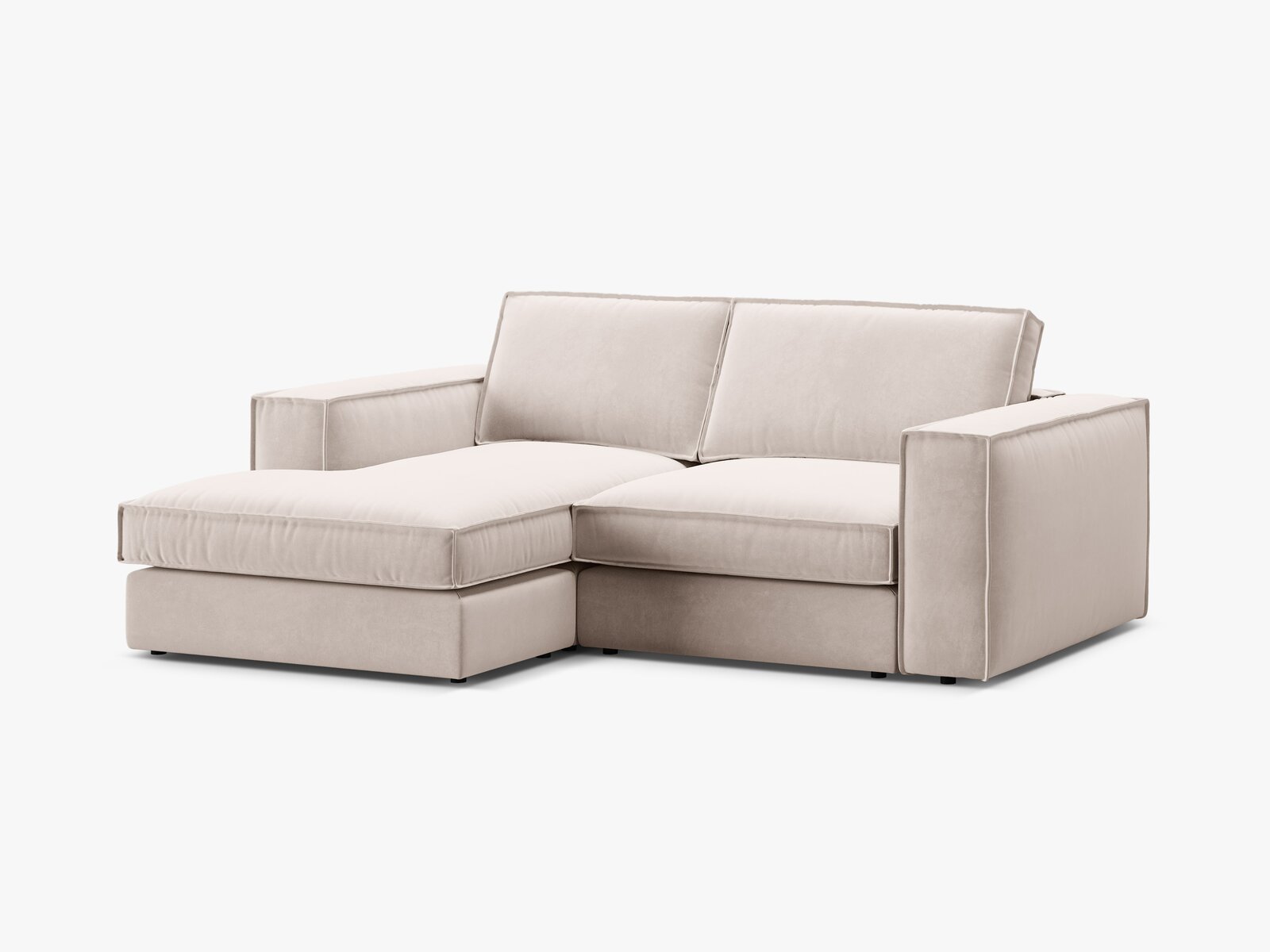 Micadoni modulares Ecksofa Pola 2-Sitzer kleine Version Links Samt Salvador Beige