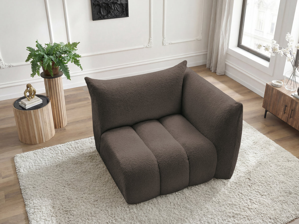 Bobochic Azra Sofamodul 1-Sitzer 117 × 112 cm Bouclé-Stoff Braun Ecke rechts