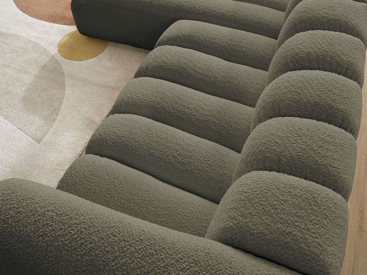 Bobochic Talia Ecksofa Bouclé-Stoff Grün Ecke links