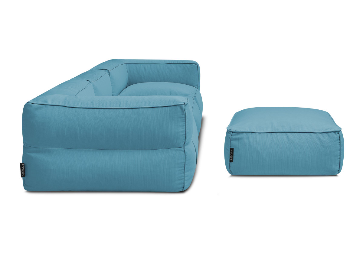 Bobochic Giulia Gartensofa 4-Sitzer mit Pouf, 2 Eckmodule Stoff Hellblau