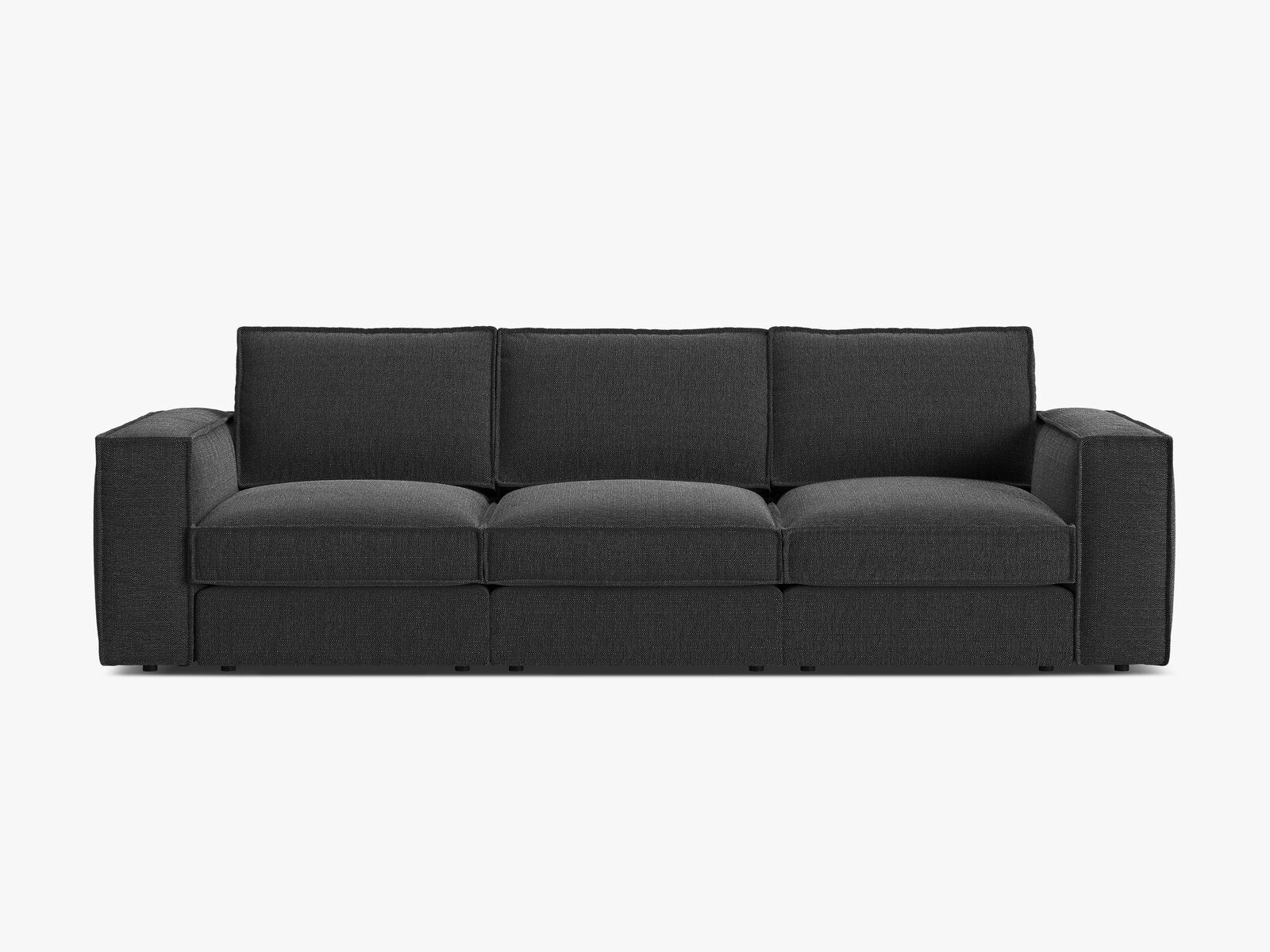 Micadoni modulares Sofa Pola 4-Sitzer Strukturierter Stoff Babel Schwarz