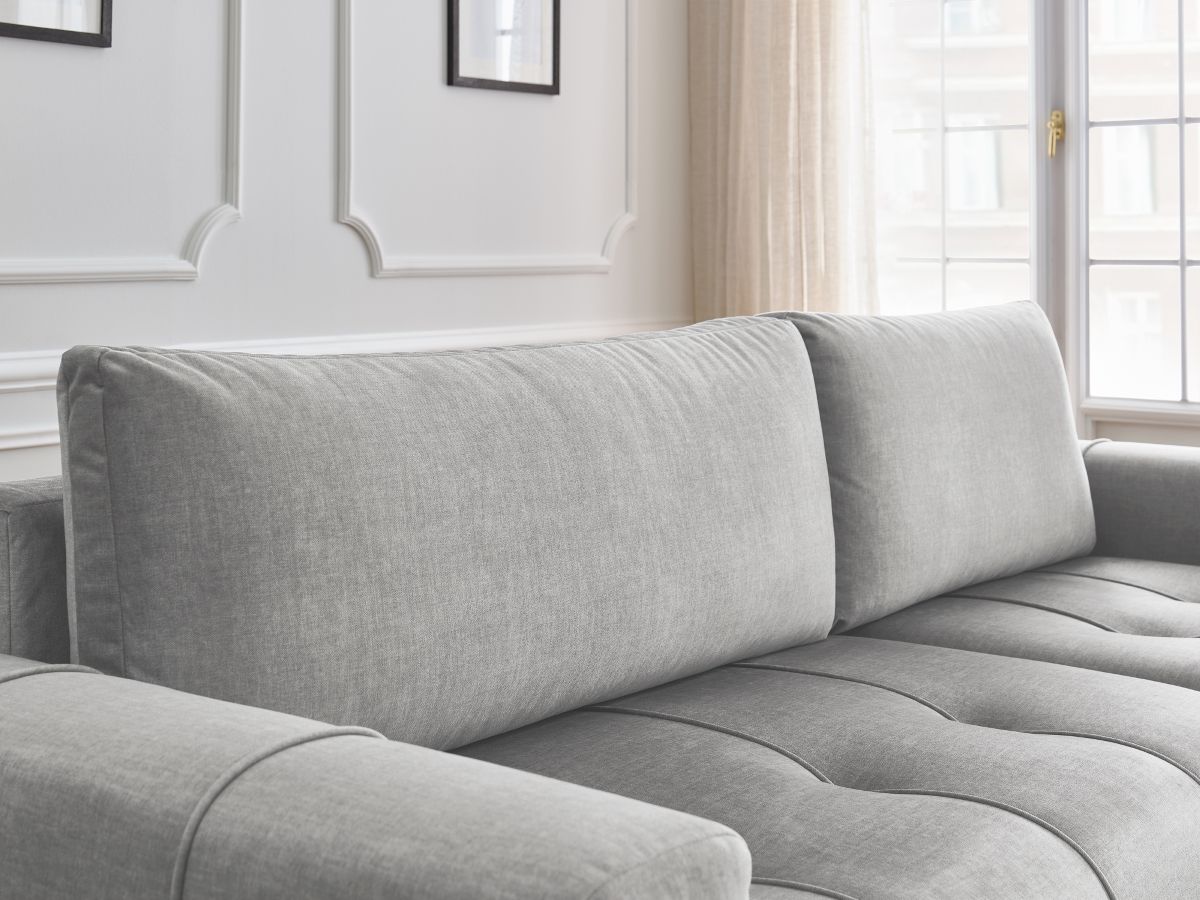 Bobochic Arsene Ecksofa mit Schlaffunktion und Bettkasten 288 × 148 cm Samt Hellgrau
