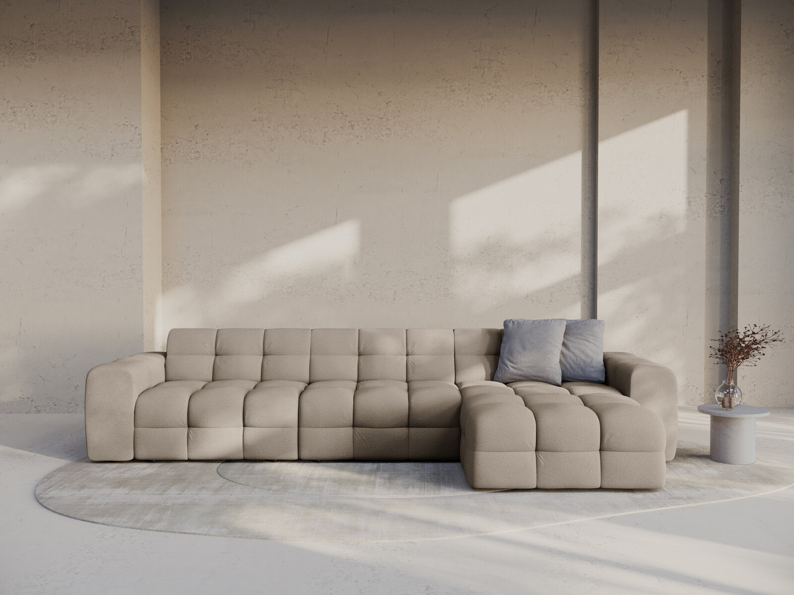 Micadoni Ecksofa Kendal 5-Sitzer Rechts Strukturierter Stoff Dunkelbeige