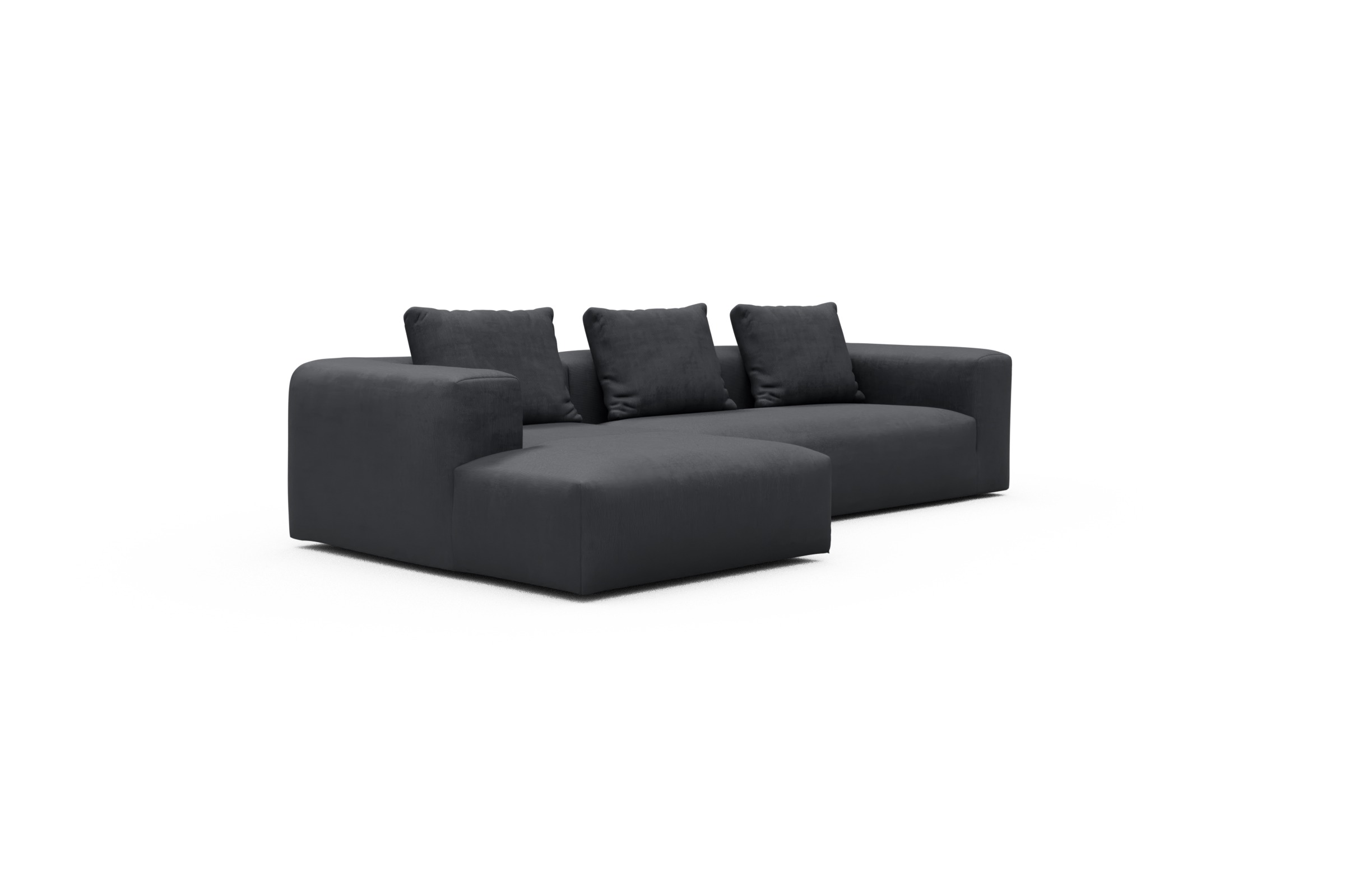 Ecksofa Fred Chaiselongue links mit 2,5-Sitzer Cordufine-Slate-Grey